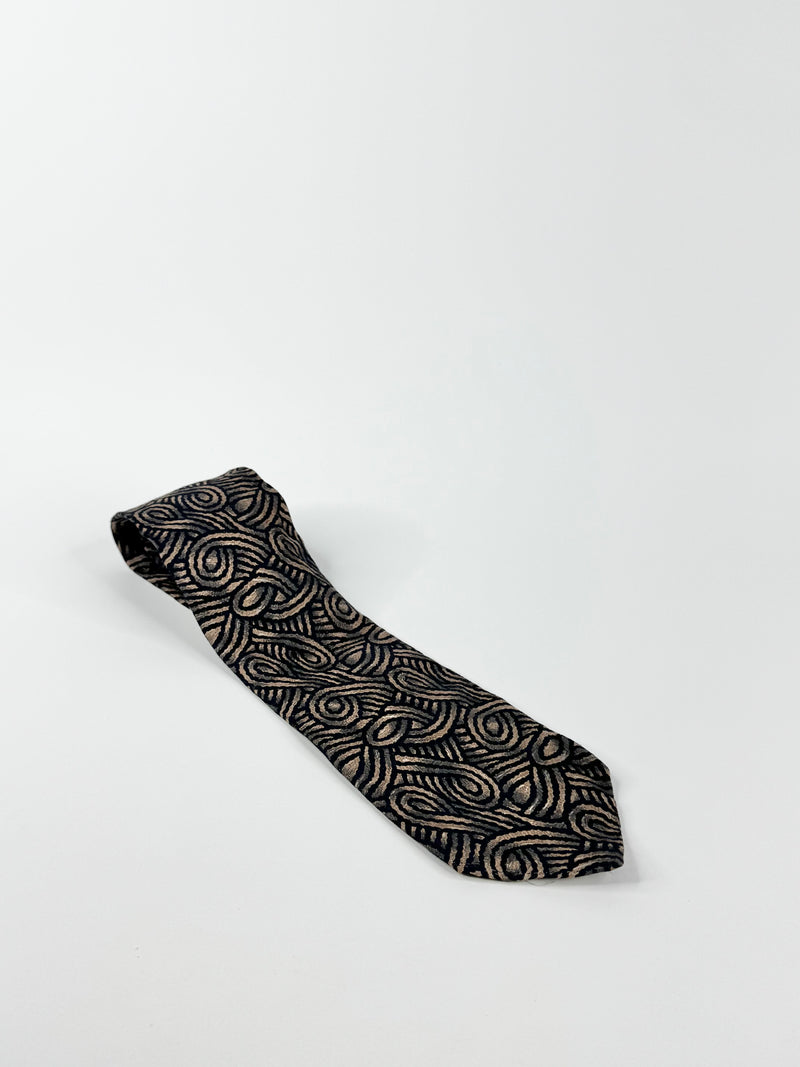 Calvin Klein Blue & Beige Swirled Silk Tie