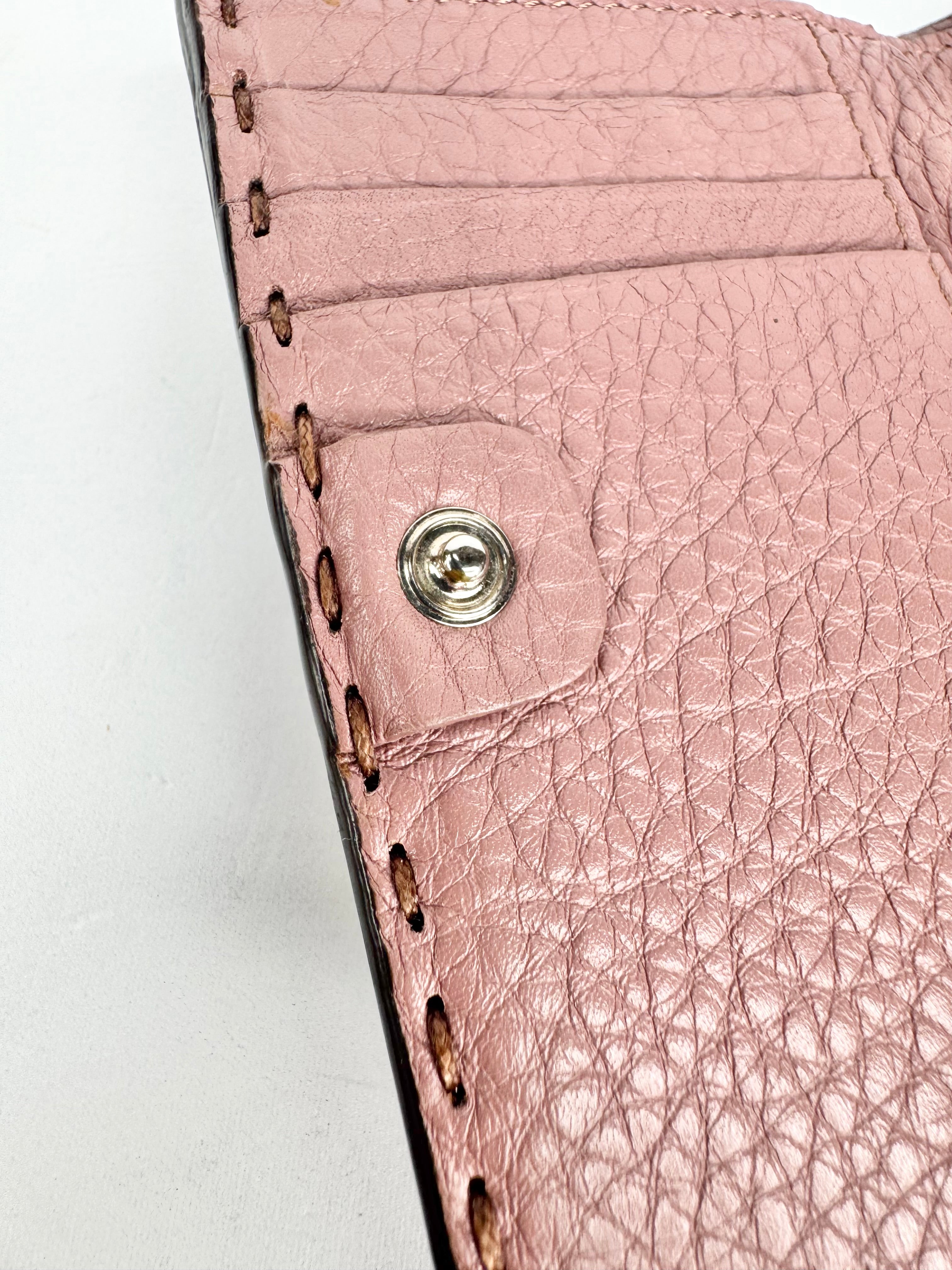 Fendi Blush Pink Peekapoo Tri-Fold Calf Leather Wallet