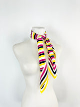 Vintage Jaeger Black, Cream, Yellow & Pink Striped Scarf