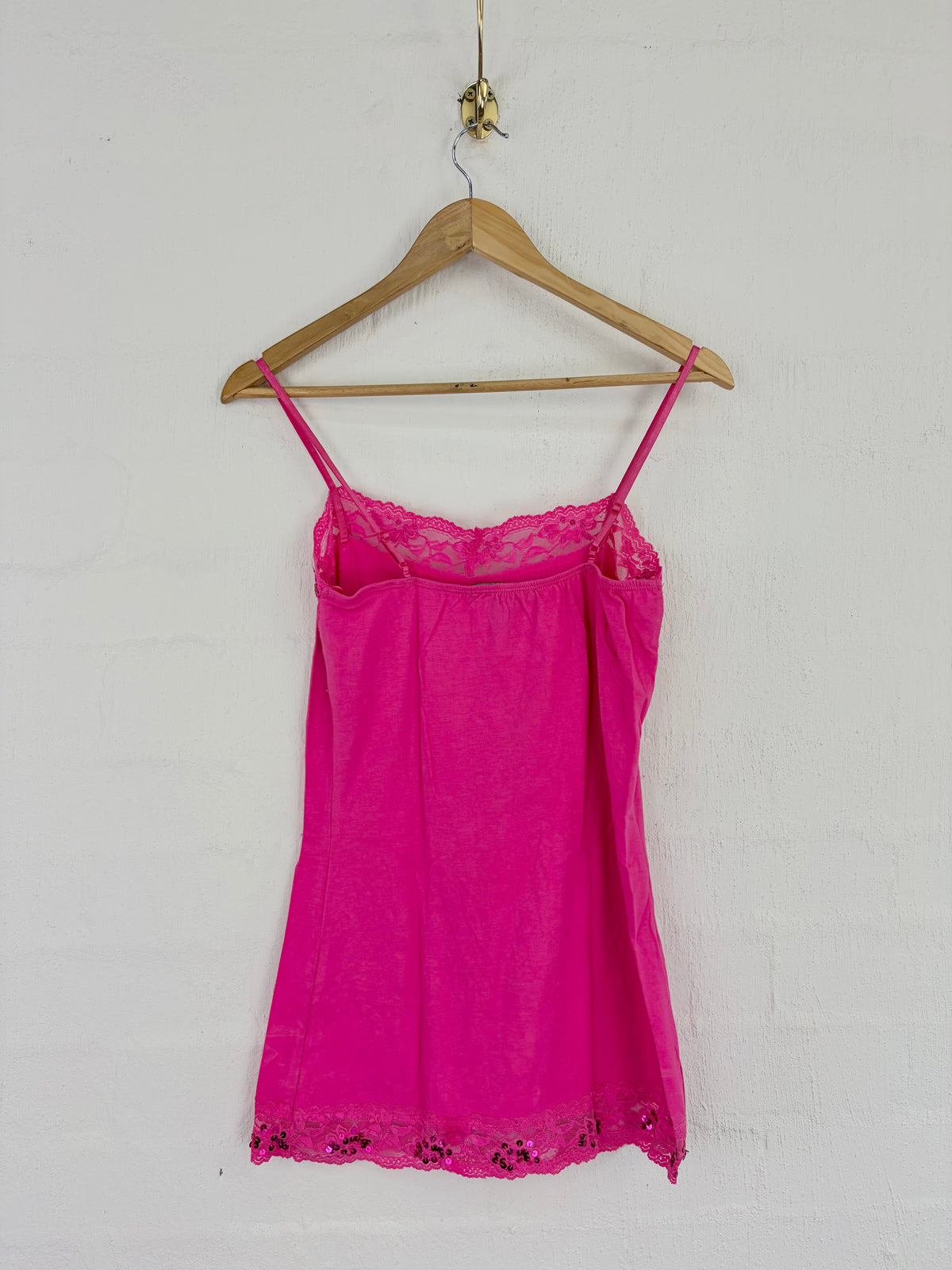 Excepsion Y2K Hot Pink Lace Trim Tank - AU14/16