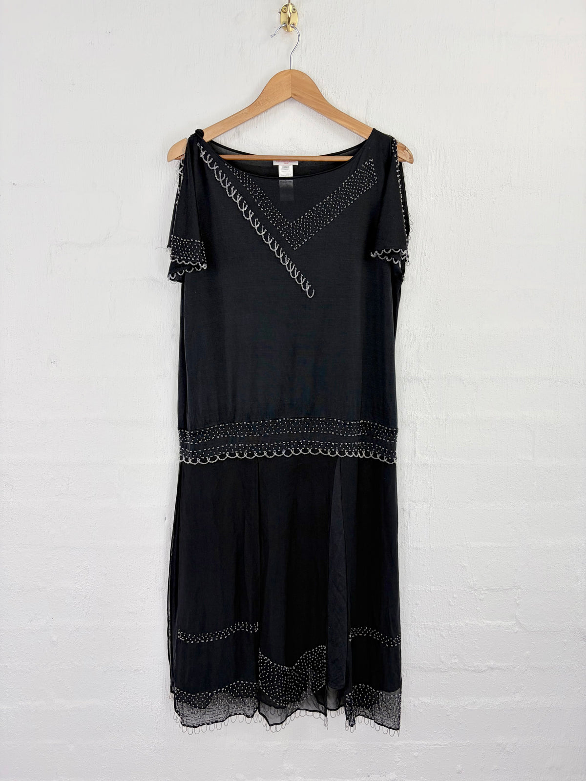 Vintage 90s Christian Lacroix 'Bazar' Black Mesh Beaded Midi Dress - AU16/18