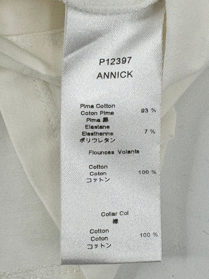 Anne Fontaine White Ruffled-Front Sleeveless Top - AU16