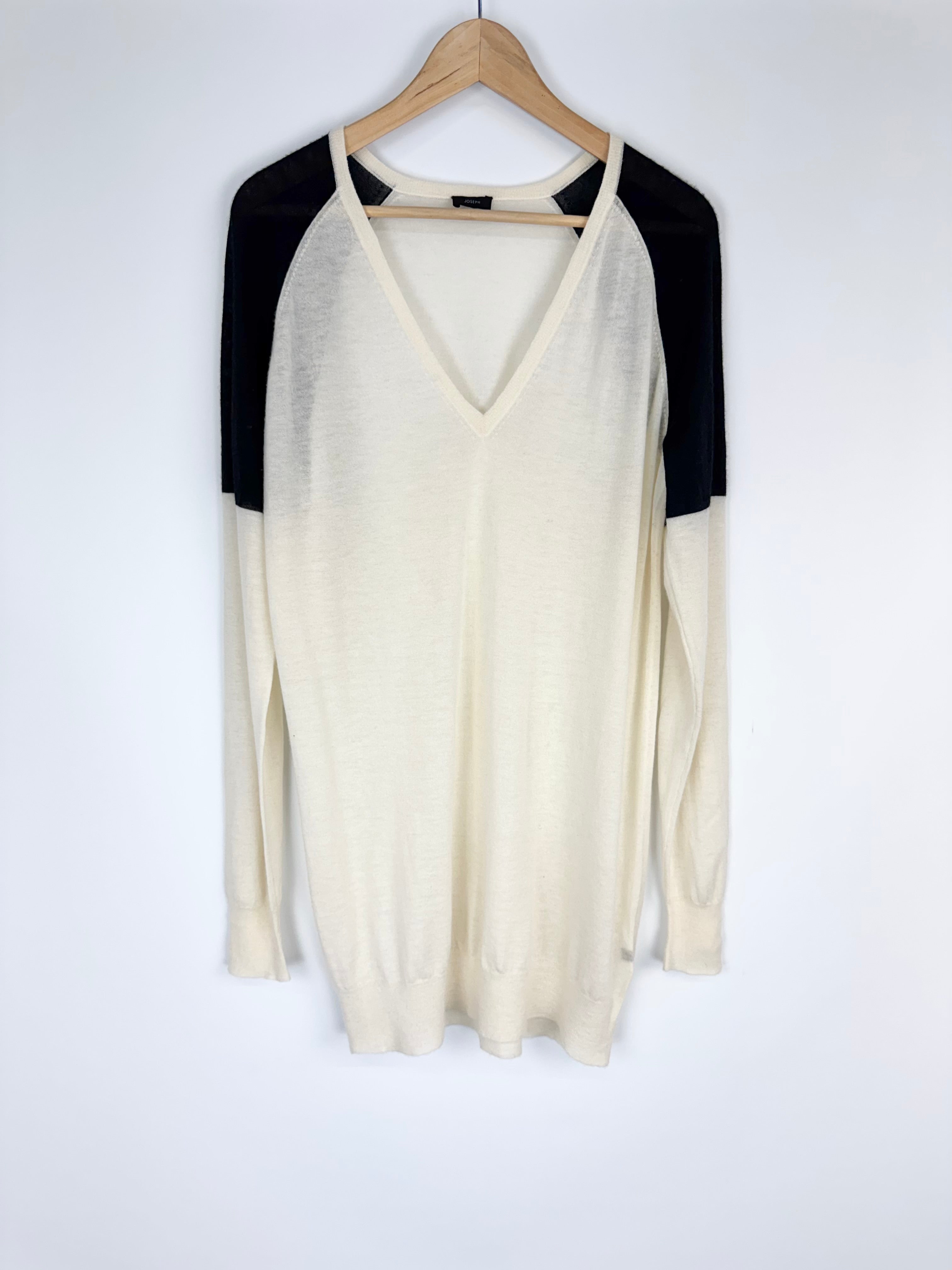Joseph Cream & Black Trim Cashmere V-Neck Tunic - AU12