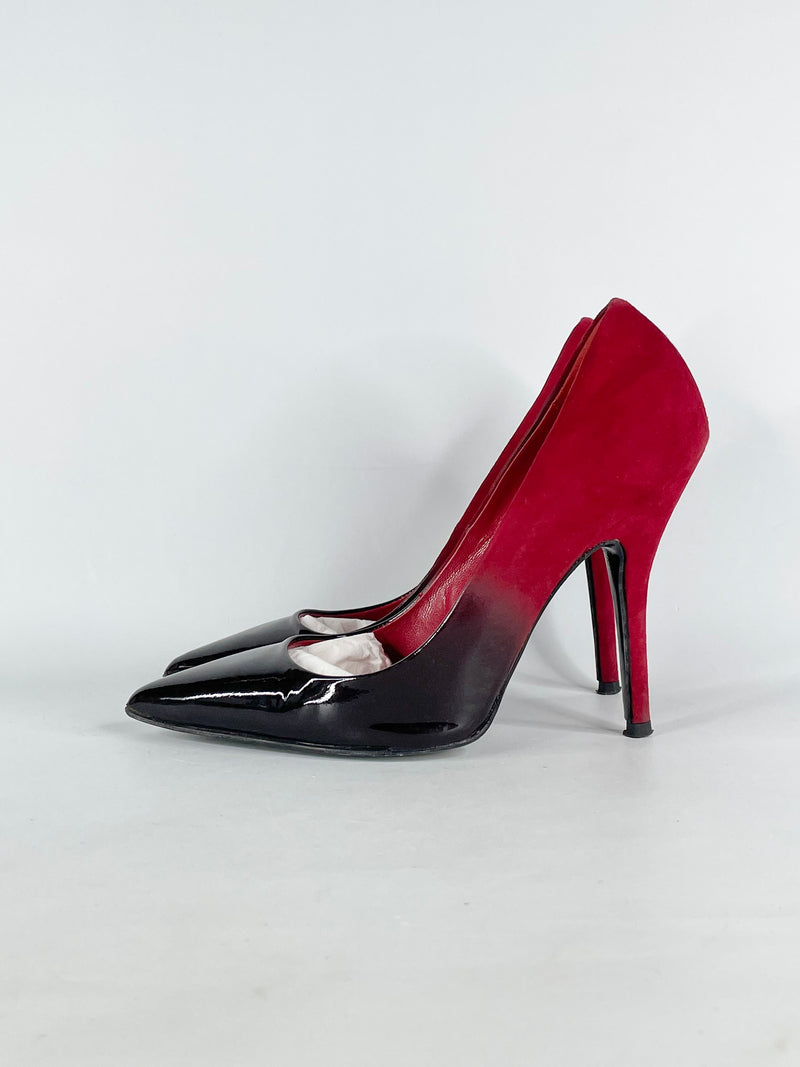 Scanlan Theodore Faded Red & Black Leather Pumps - EU37