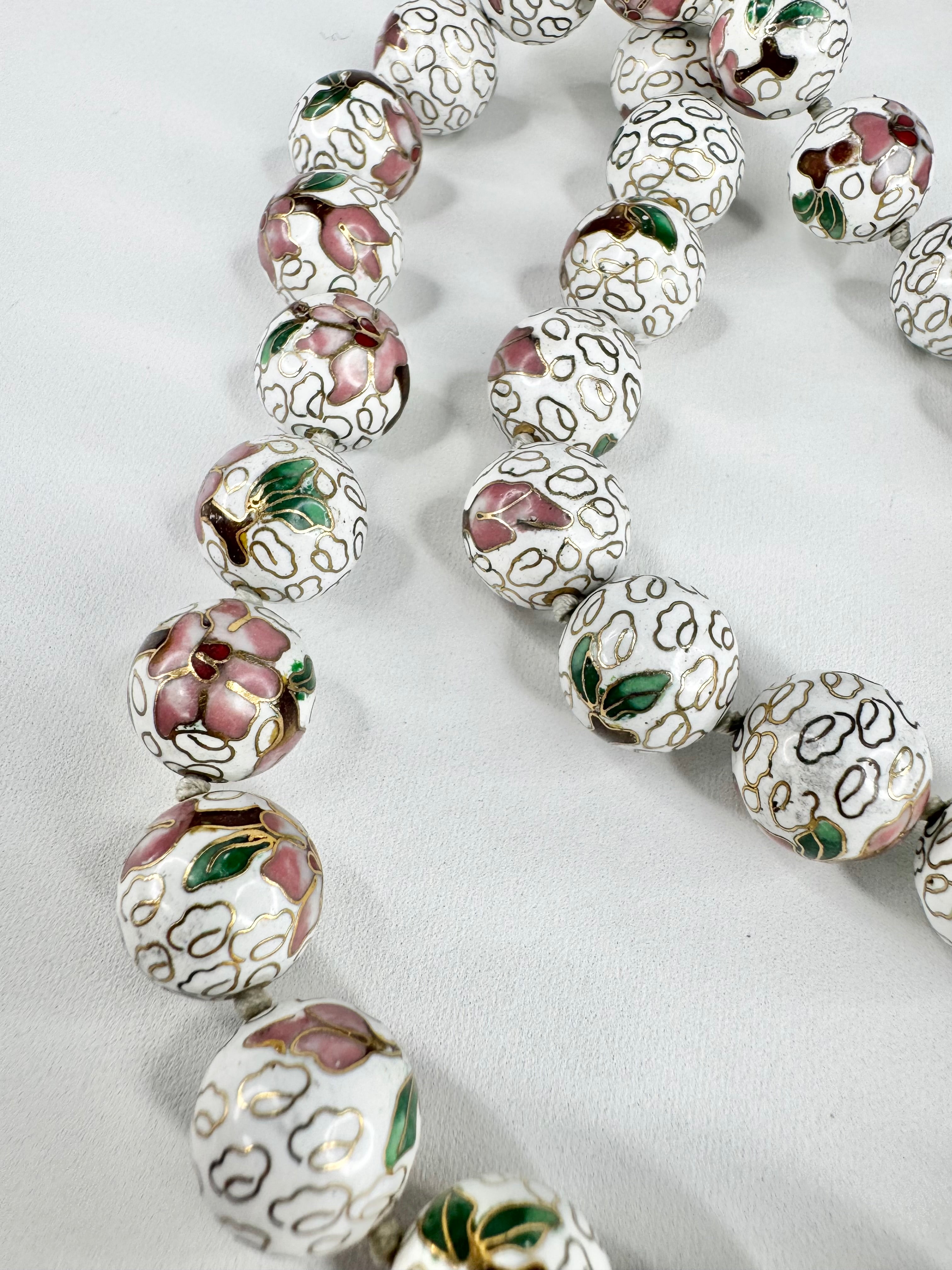 Vintage Cloisonné Floral Enamel Beaded Necklace