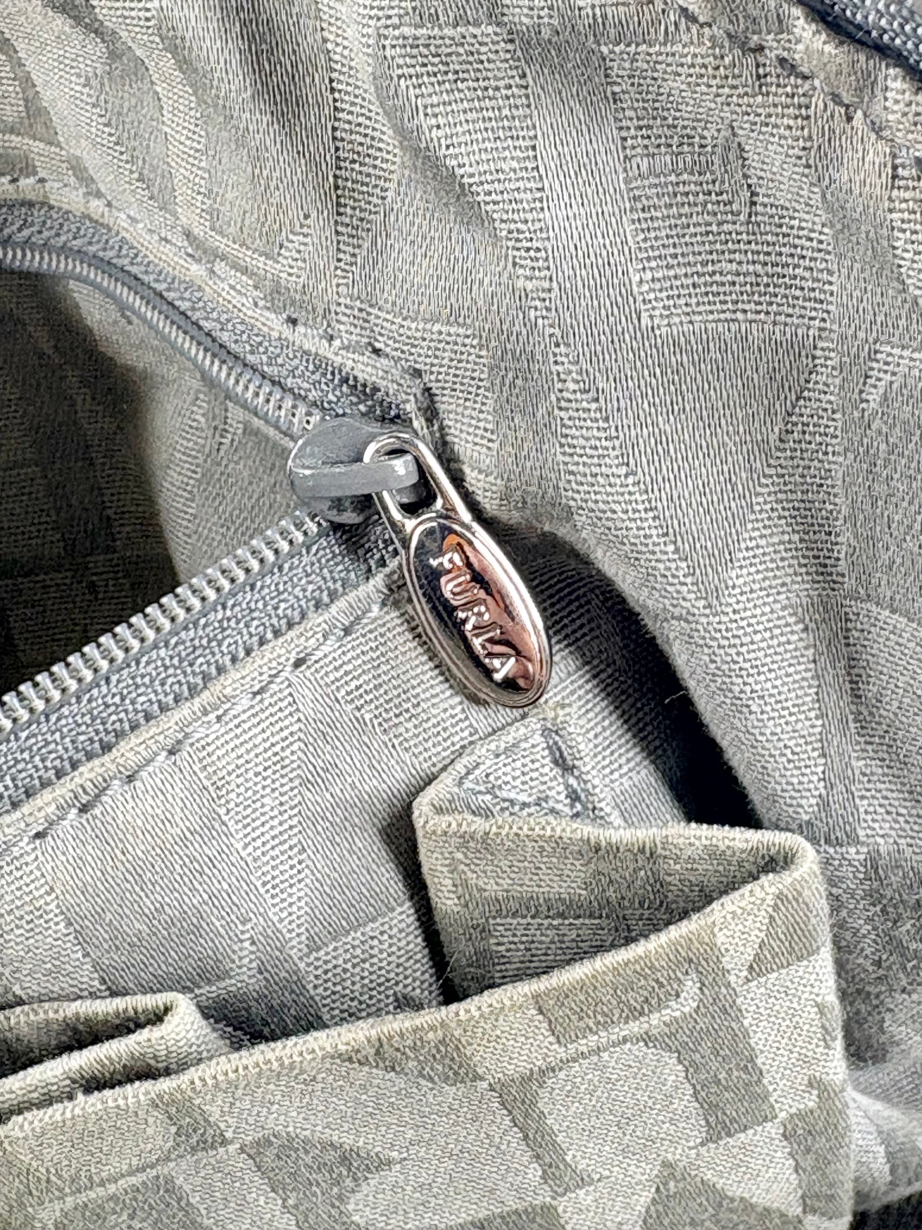 Furla Olive Green Patent Leather Bowling Bag