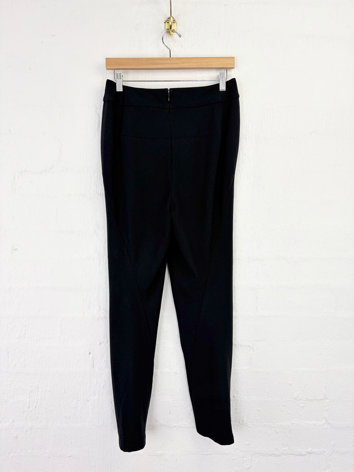 Willow Black Asymmetrical Front Pleat Slacks - AU8