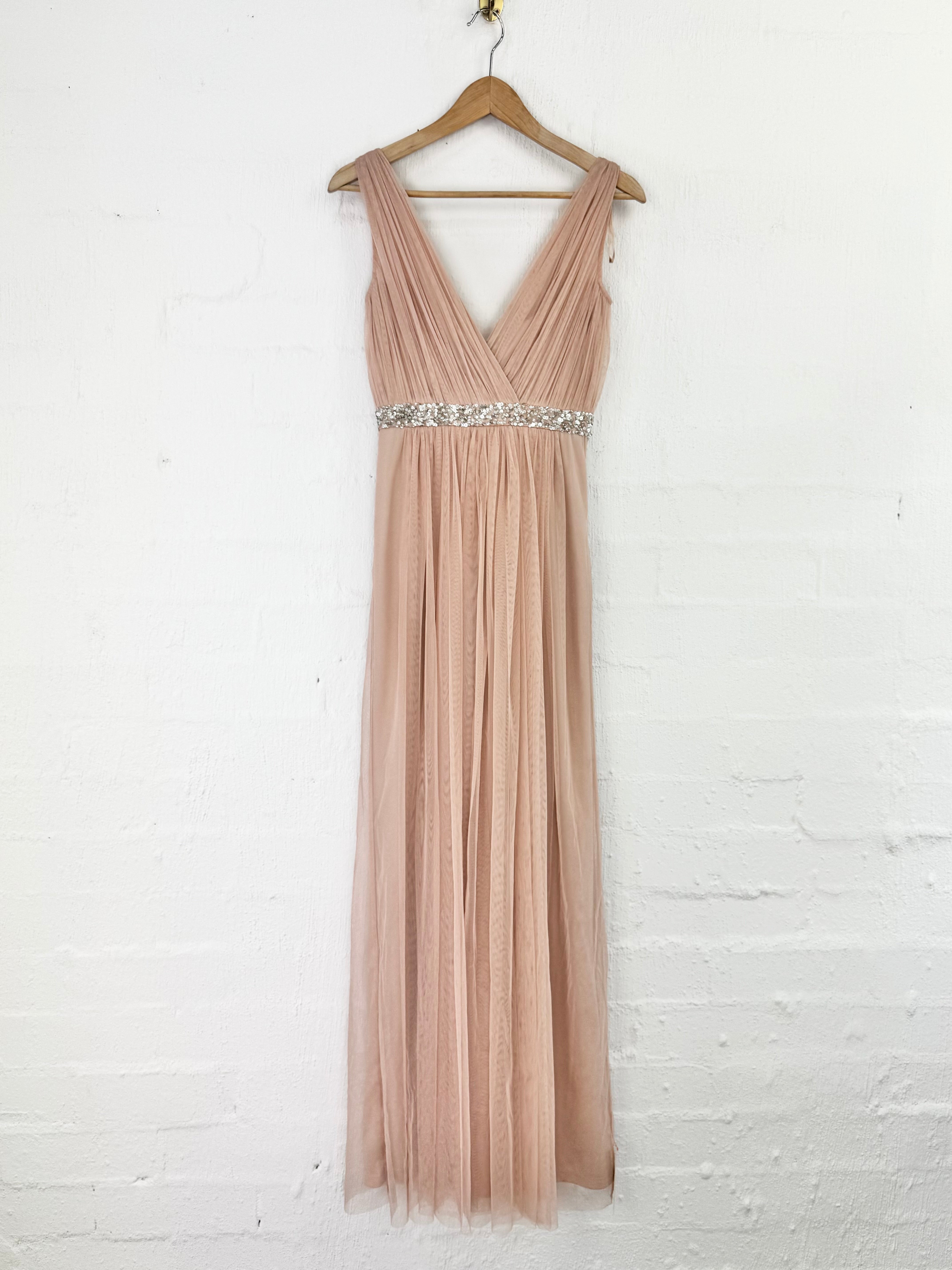 Monsoon Pastel Peach Bejewelled Gown - AU6