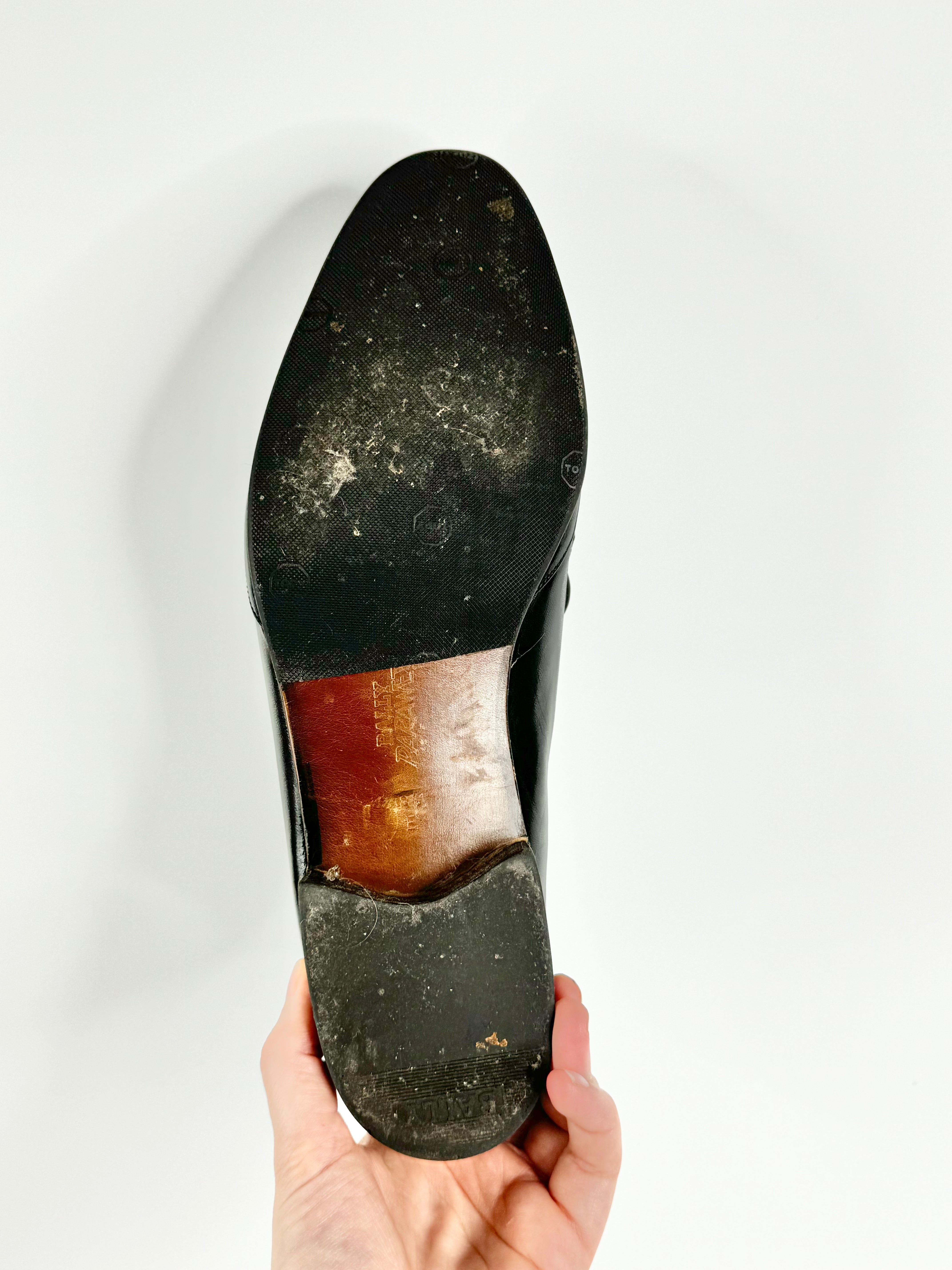 Vintage Bally Black Textured Loafers - EU42