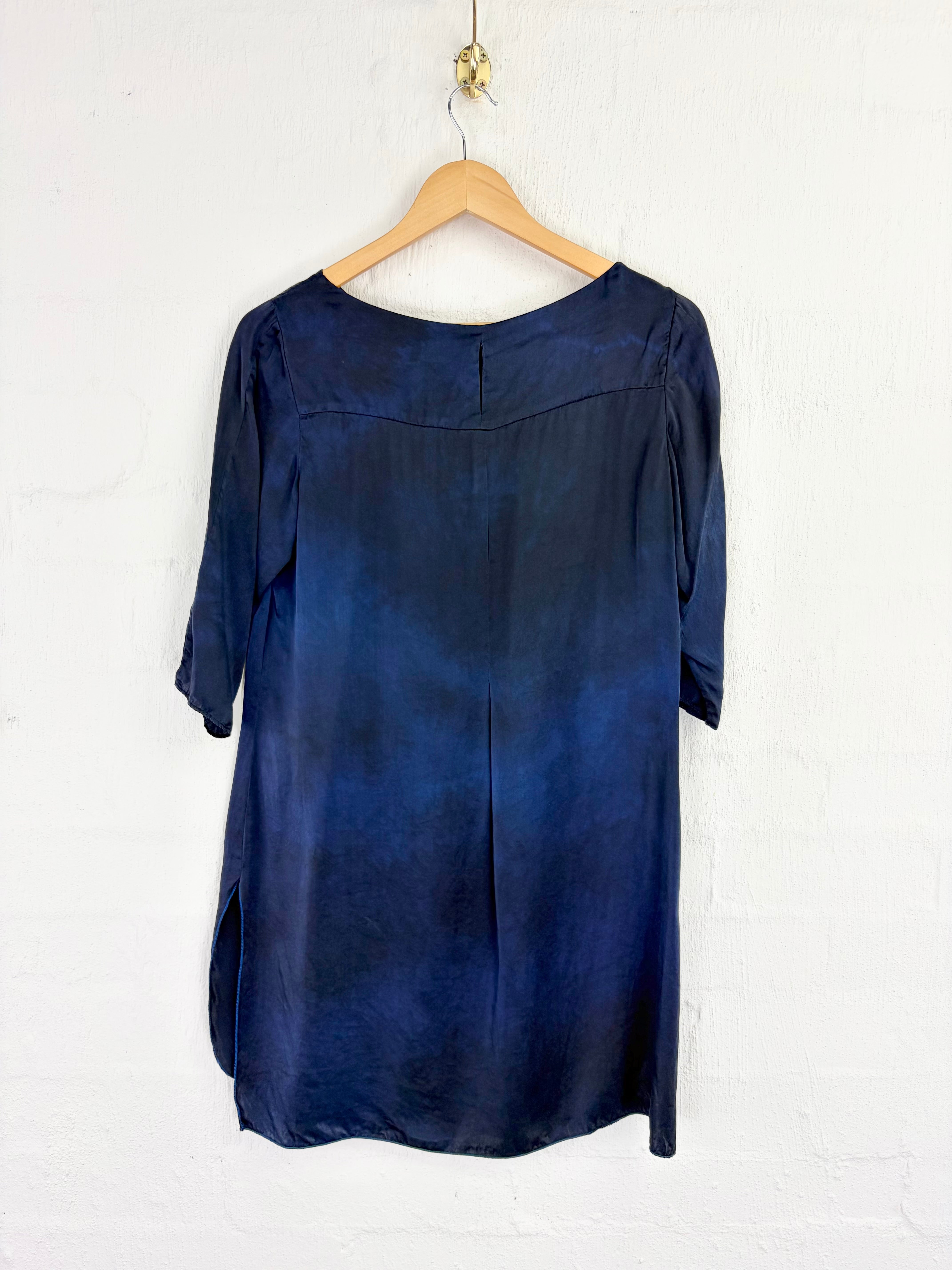 Vale & Ward Hand Dyed Navy 'Seline' Silk Tunic NWT - AU8/10