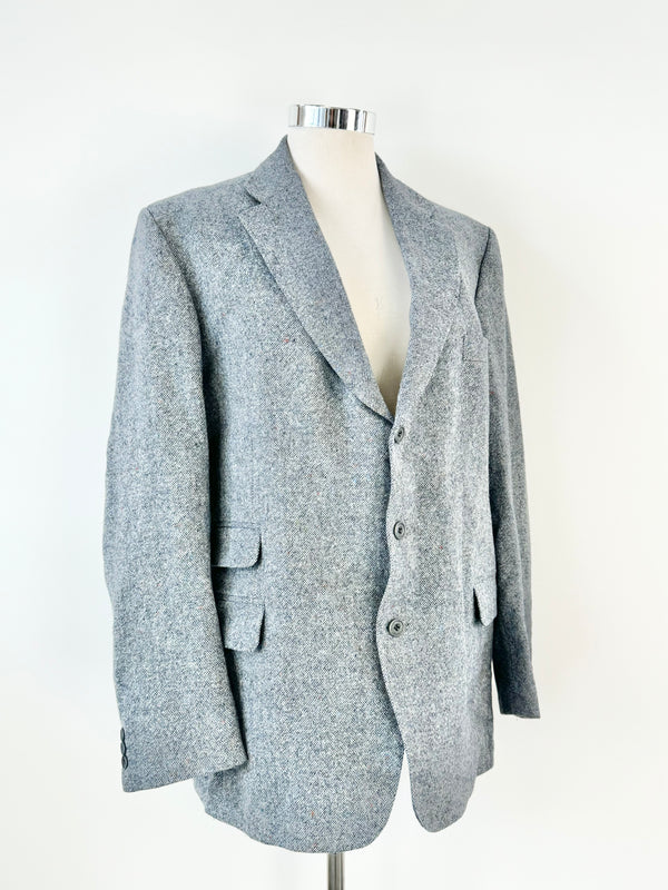 Vintage Donegal Tweed Hand Woven Blue Blazer - L