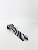 Emporio Armani Silver & Black Striped Tie