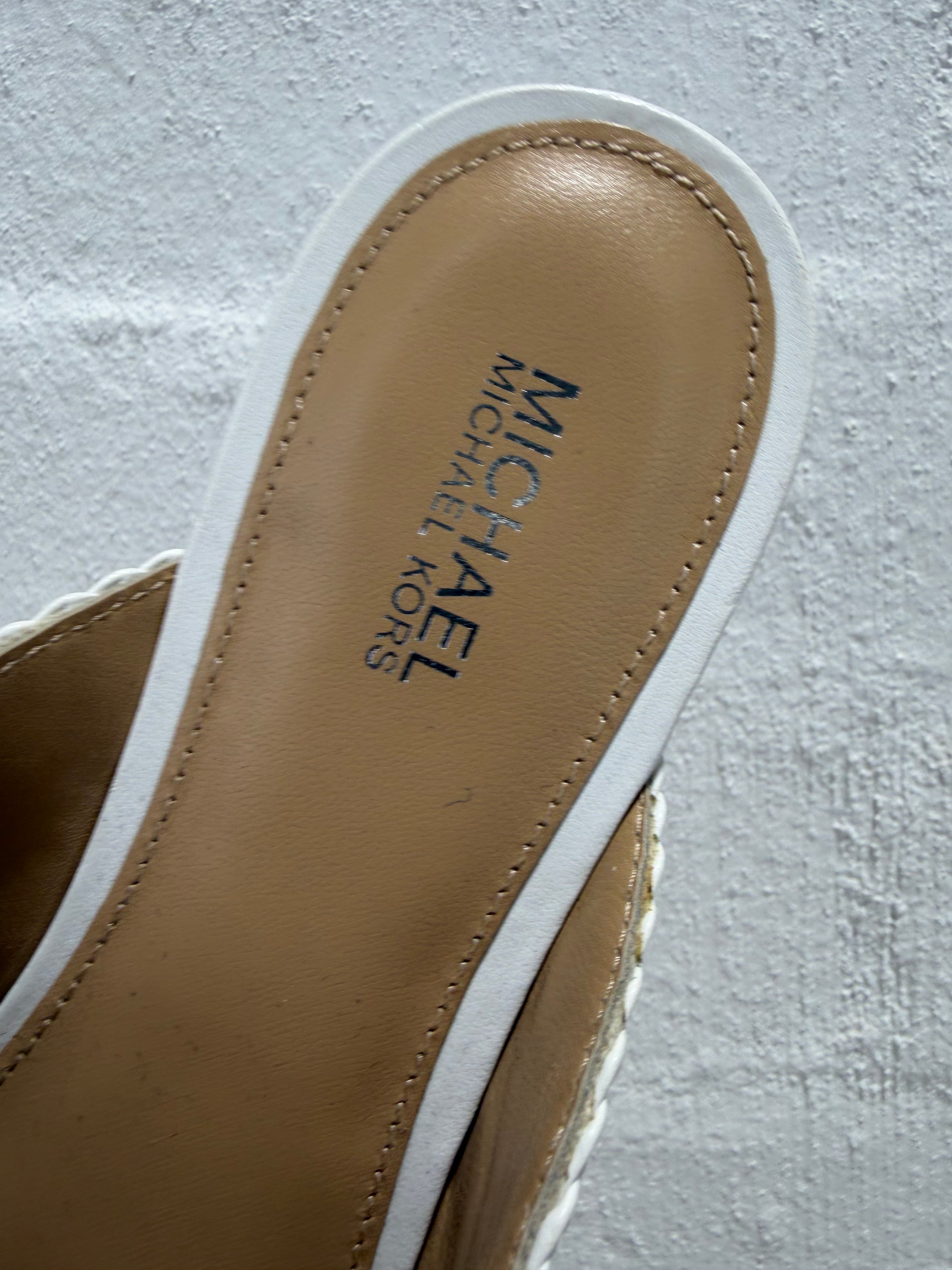 Michael Kors White 'Charlton' Woven Mules - EU38