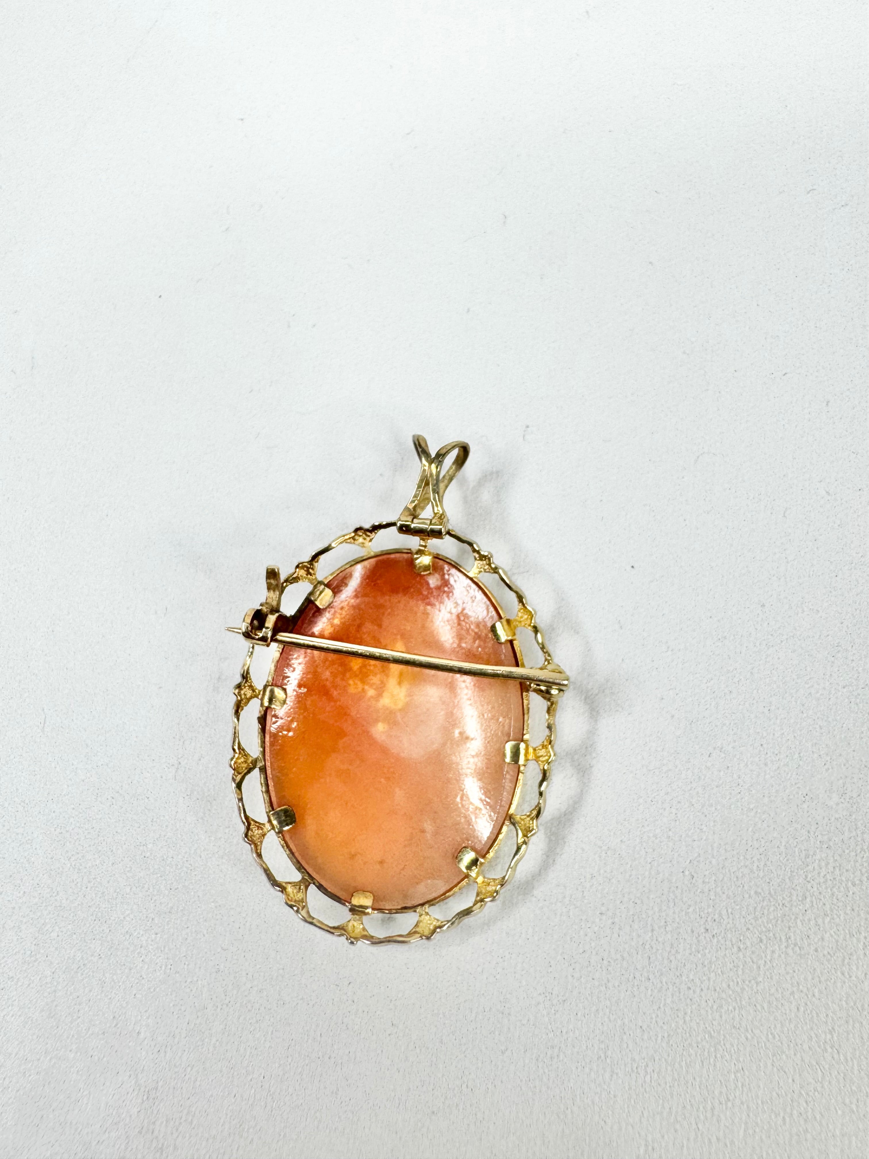 Antique 9ct English Made Gold Cameo Pendant & Brooch