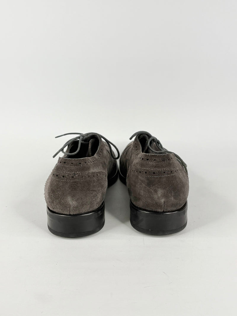 Pal Zileri Umber Suede Oxford-Tip Derby Shoes - EU43