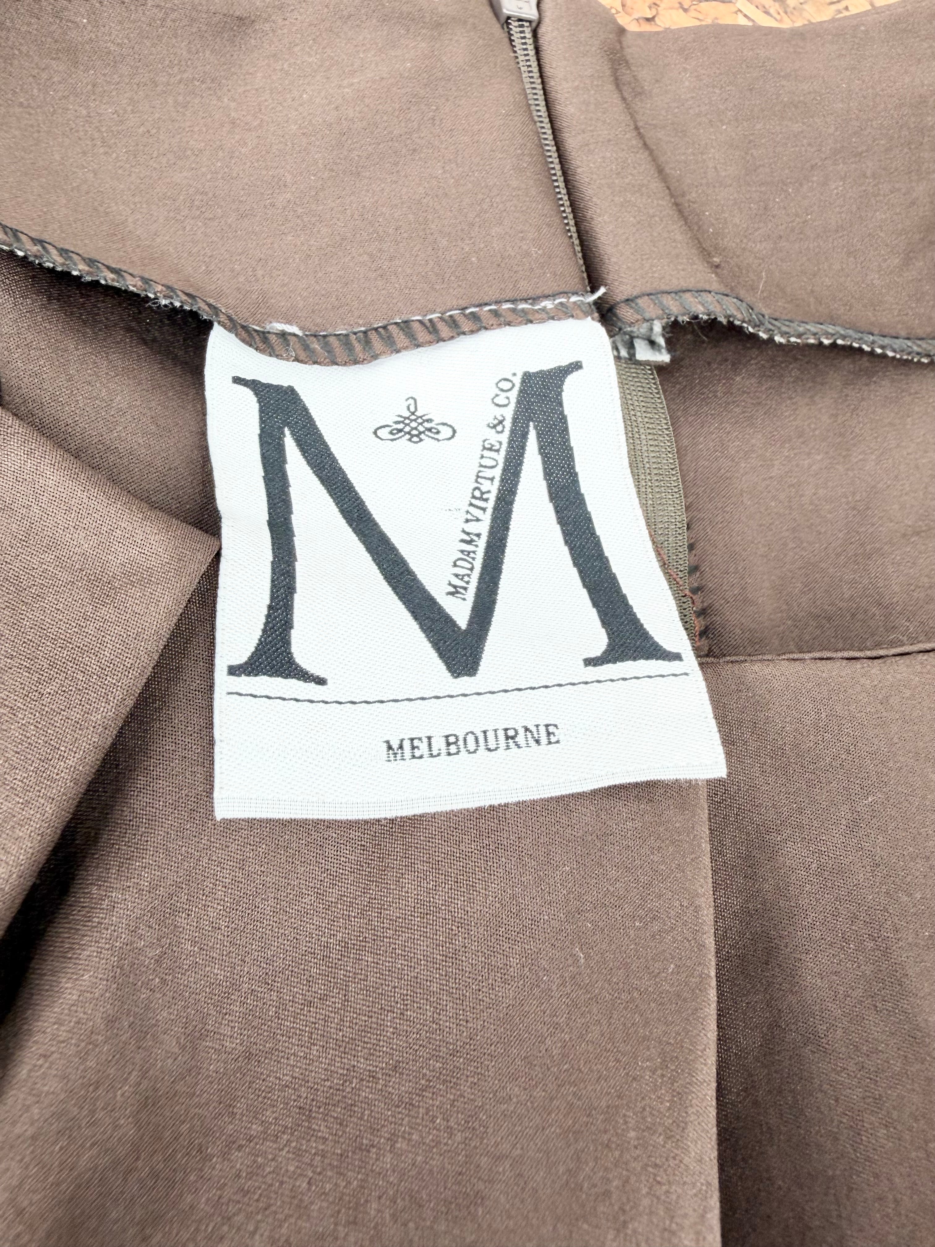 Madam Virtue & Co Black & Brown Midi Dress - AU10/12
