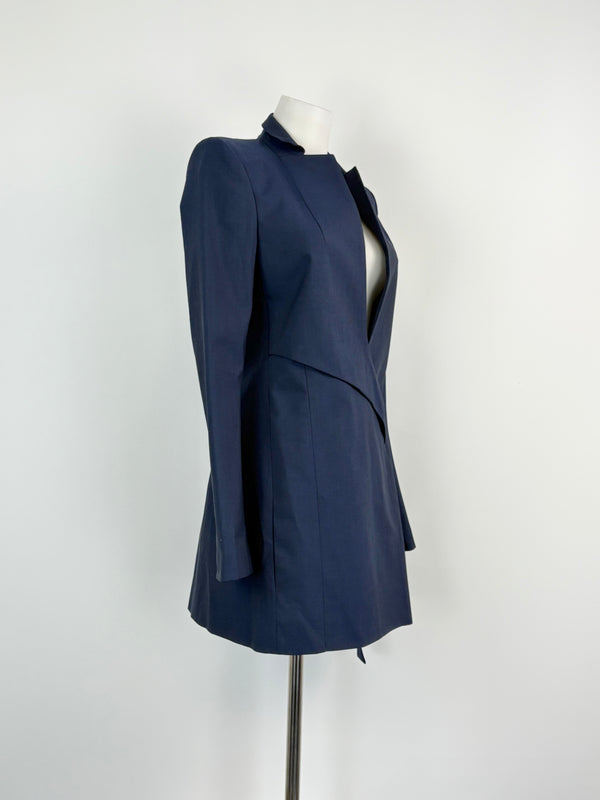 Dion Lee Ink Wool Tailoring Belted Lapel Coat Dress - AU6/8
