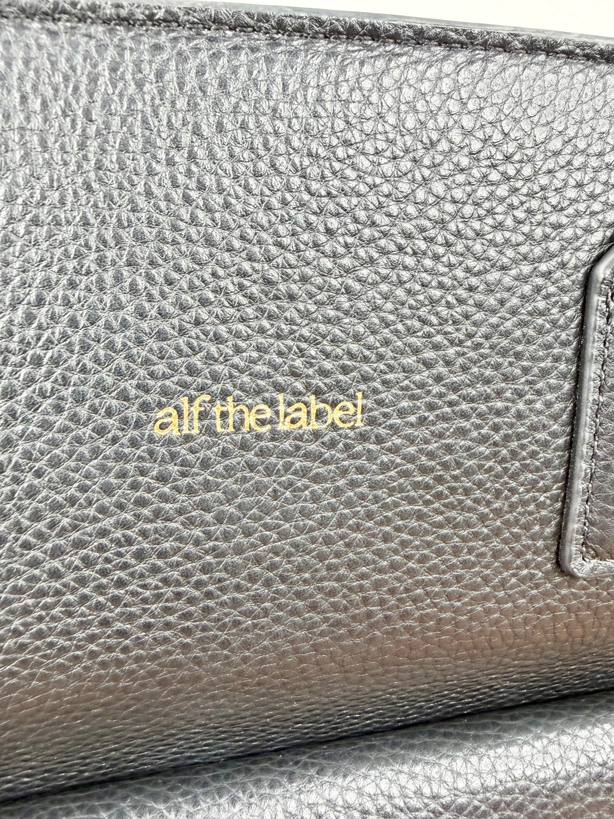 Alf the Label Black Grained Leather Top Handle Bag