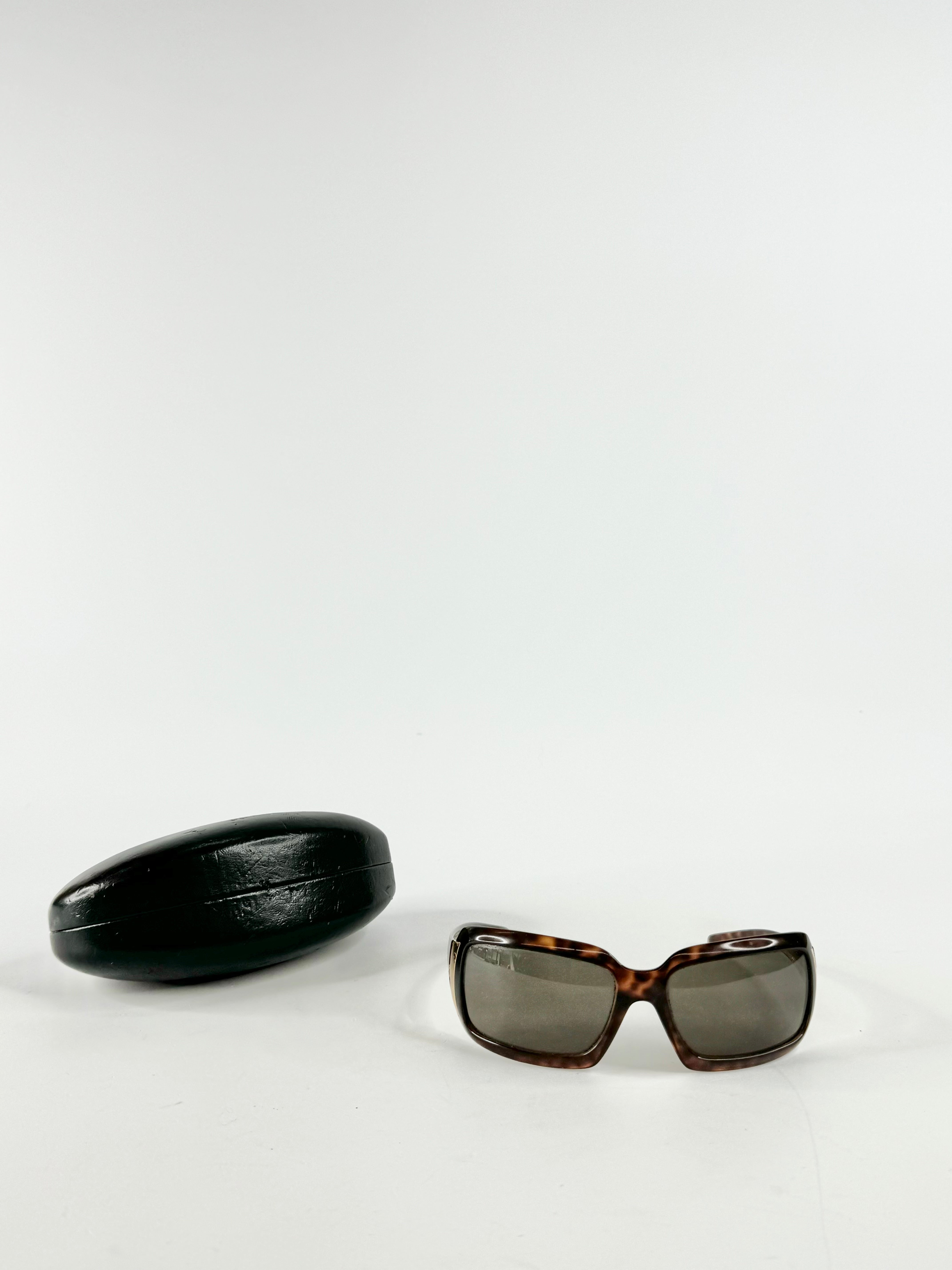 Prada Dark Brown Tortoiseshell Rectangular Sunglasses