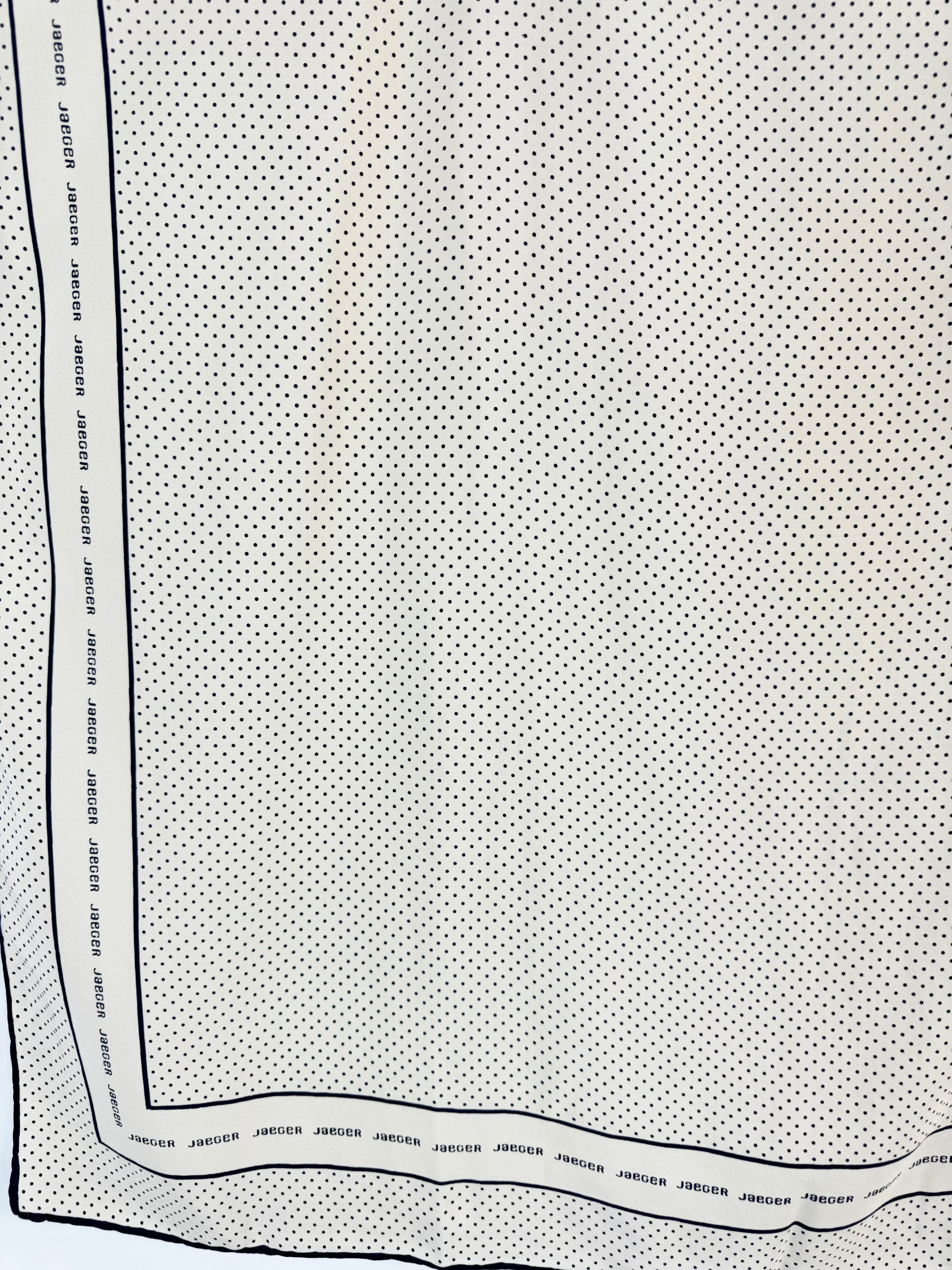 Vintage Jaeger Large Cream Dotted Silk Scarf