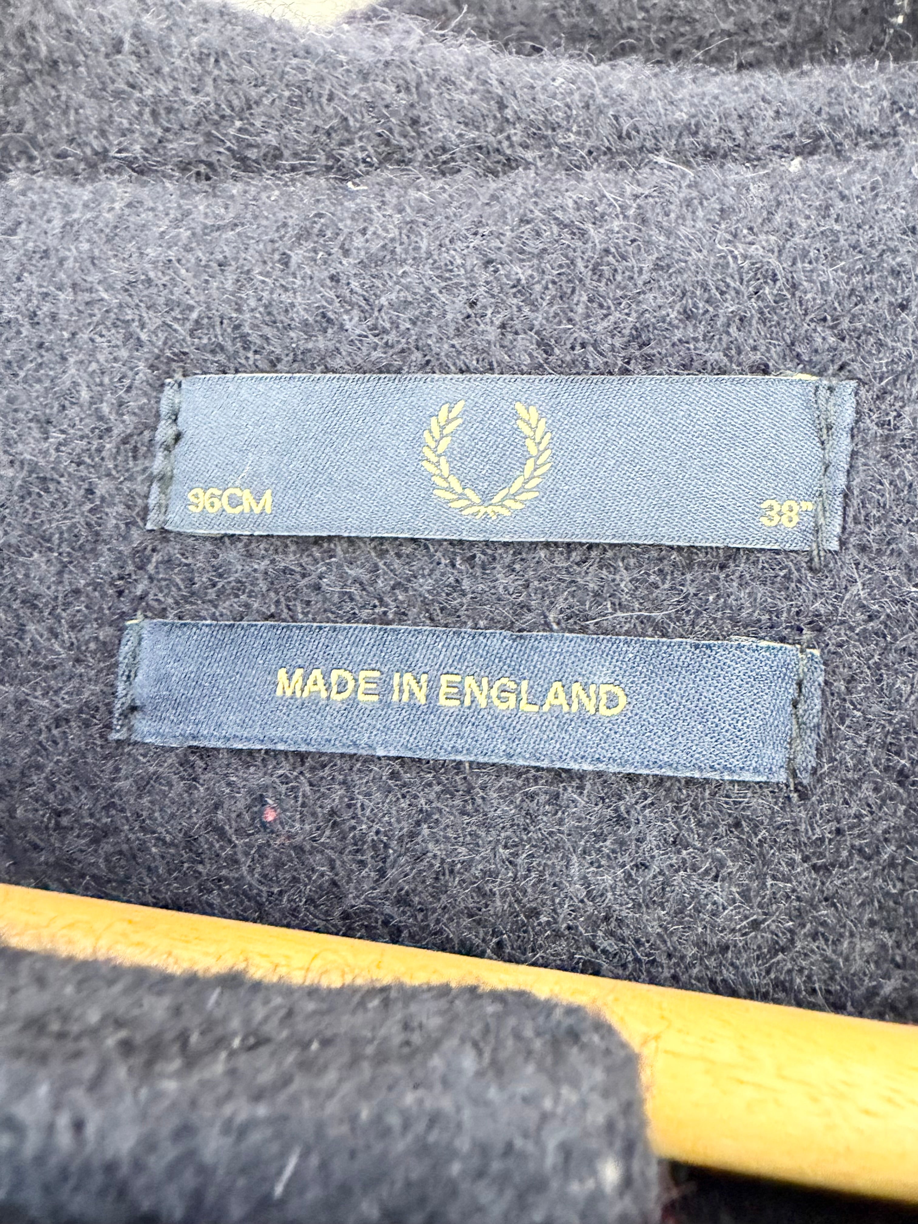 Fred Perry Navy Wool Button Up Coat - M