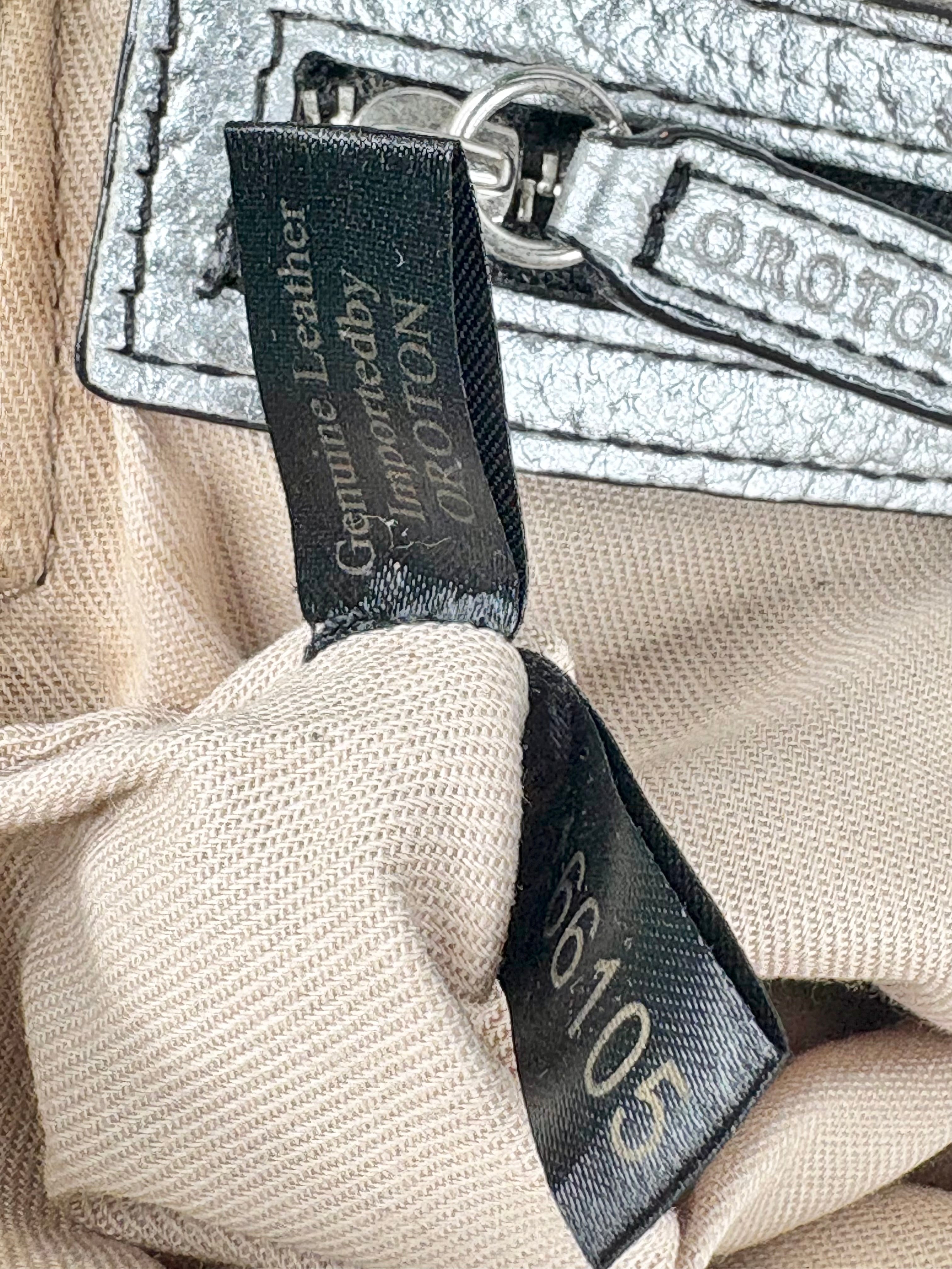 Oroton Metallic Silver Leather Clutch Bag