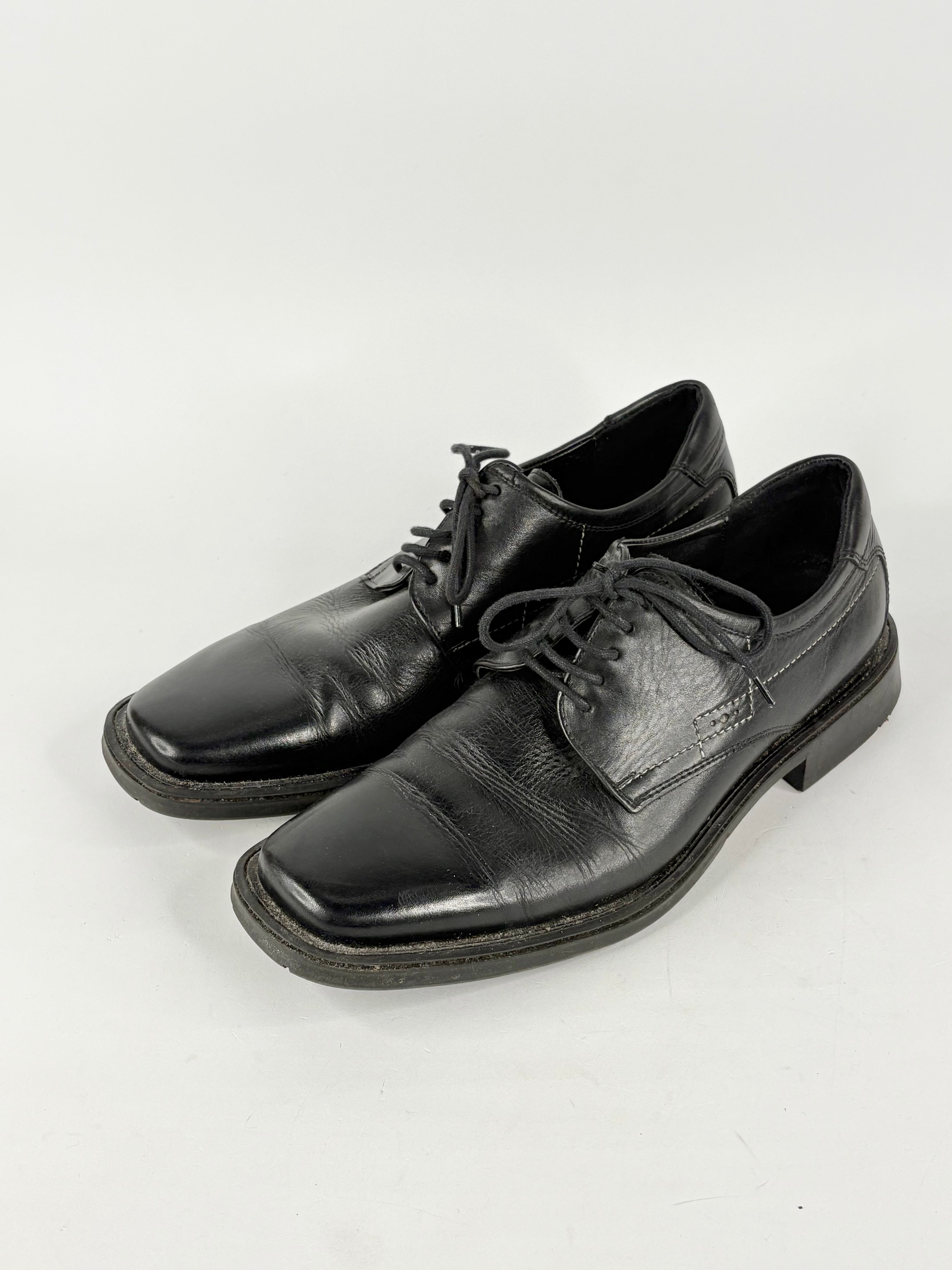 Lloyd Black Leather 'Hattric' Square-Toe Dress Shoes - EU42