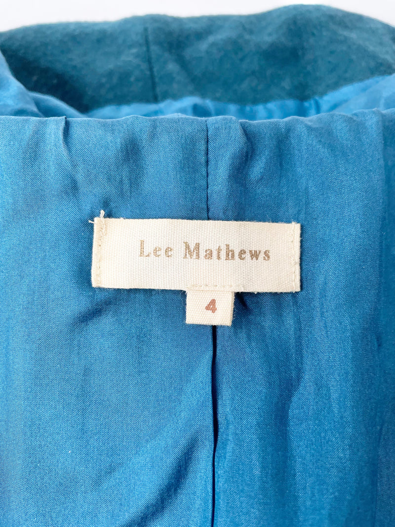 Lee Mathews Teal Wool Blend Hooded Coat - AU14