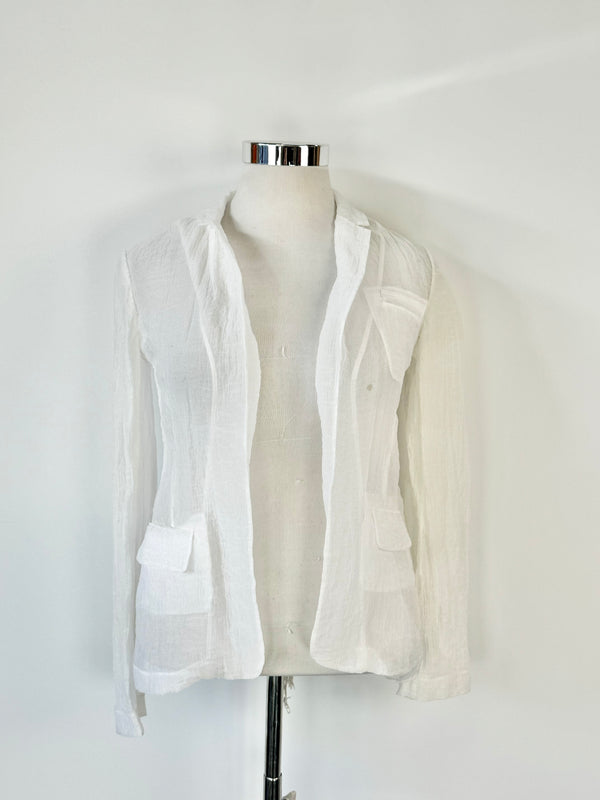 Diane von Furstenberg Sheer White Crinkle Blazer - AU10/12