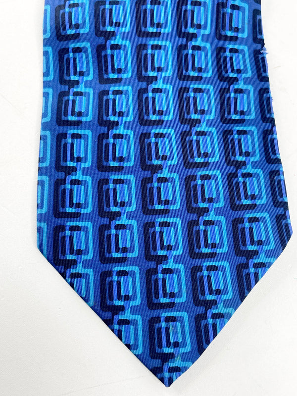 Gucci Dark Blue Geometric Pattern Silk Tie