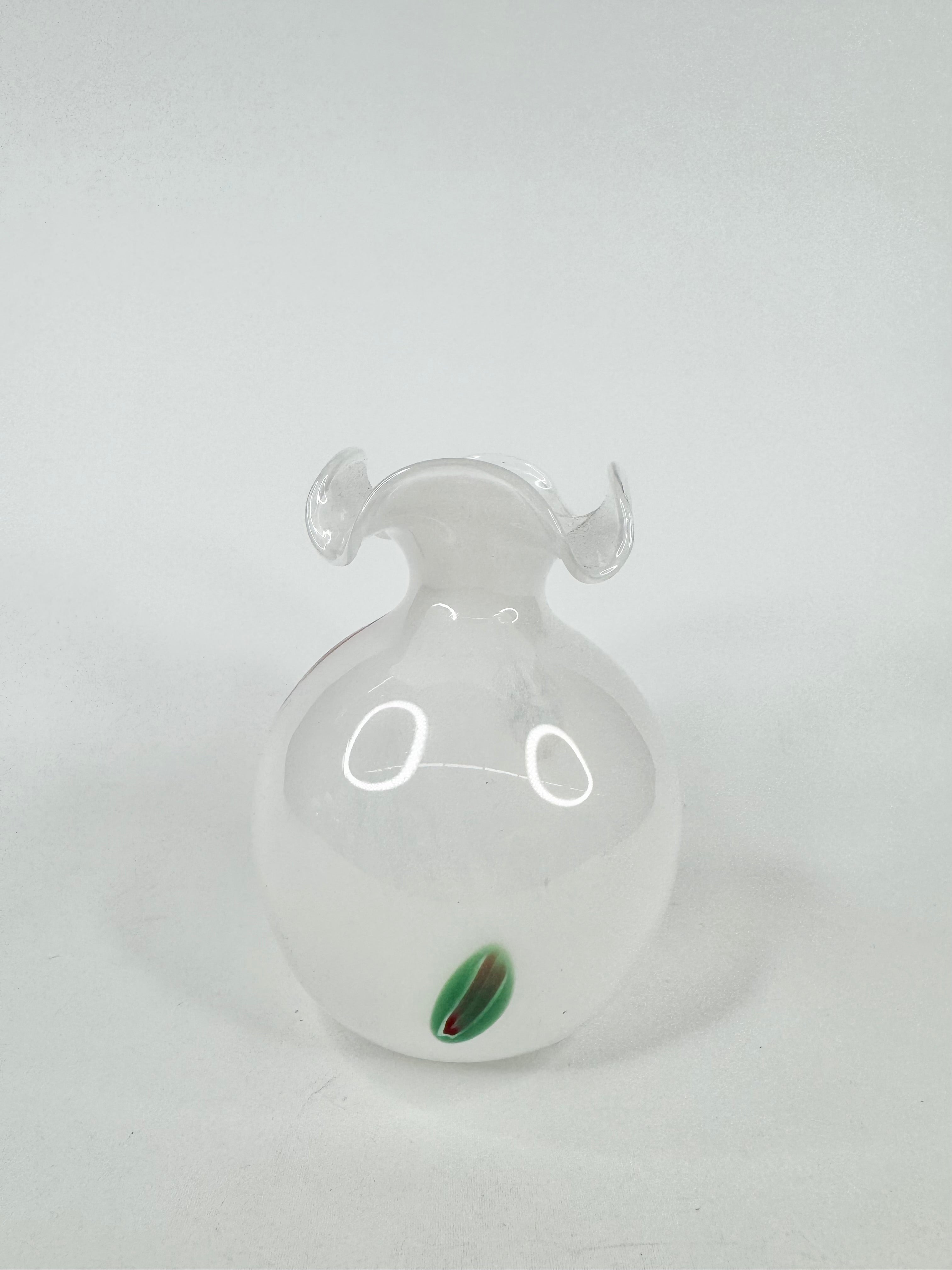 Alessandro Coppola White Murano Glass Handmade Decorative Vase