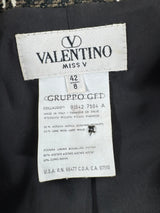Valentino Miss V Brown & Cream Glen Plaid Cropped Blazer - AU10