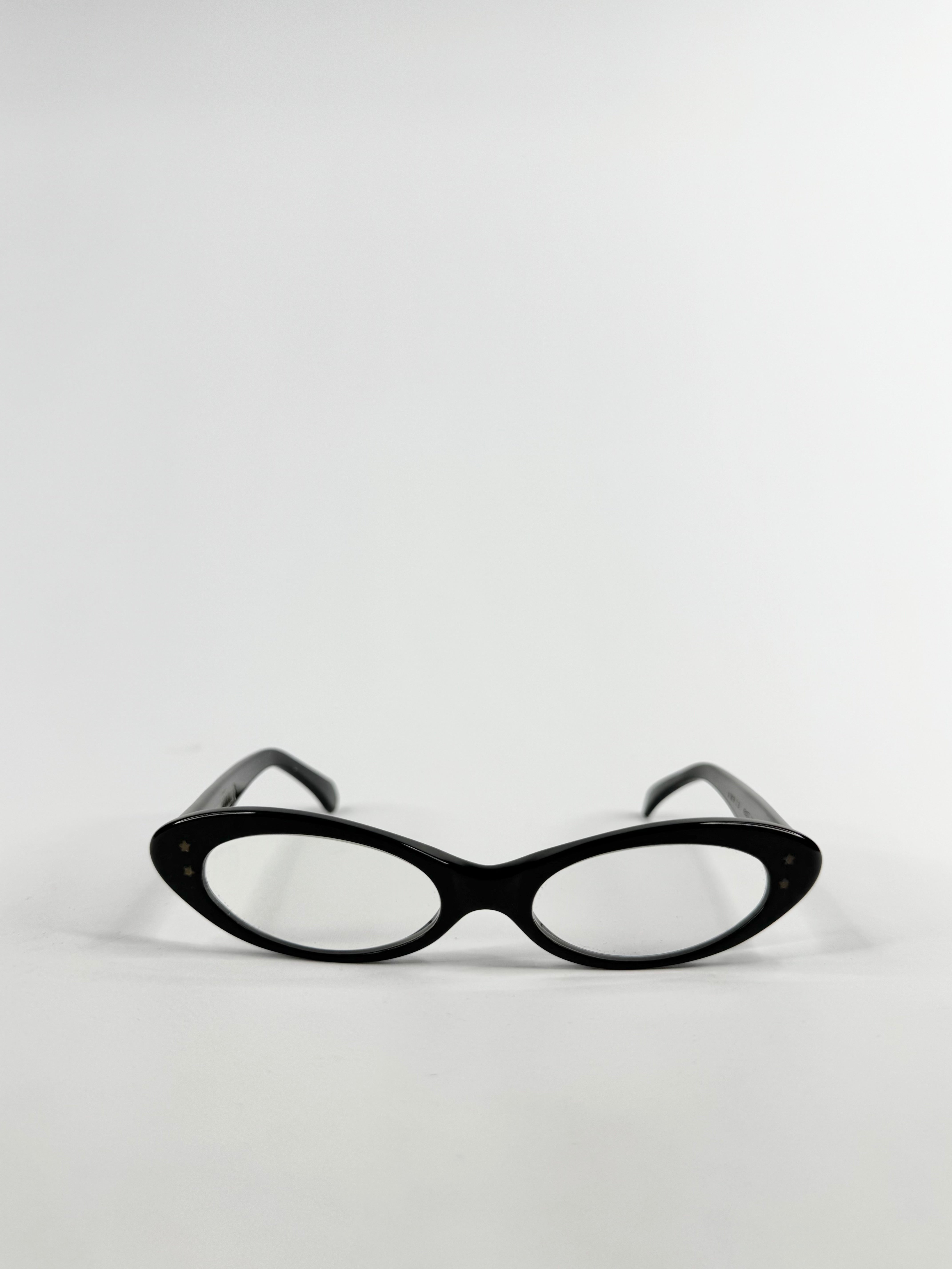 Cutler & Gross of London Black Frame Star Embellished Oval Reading Glasses