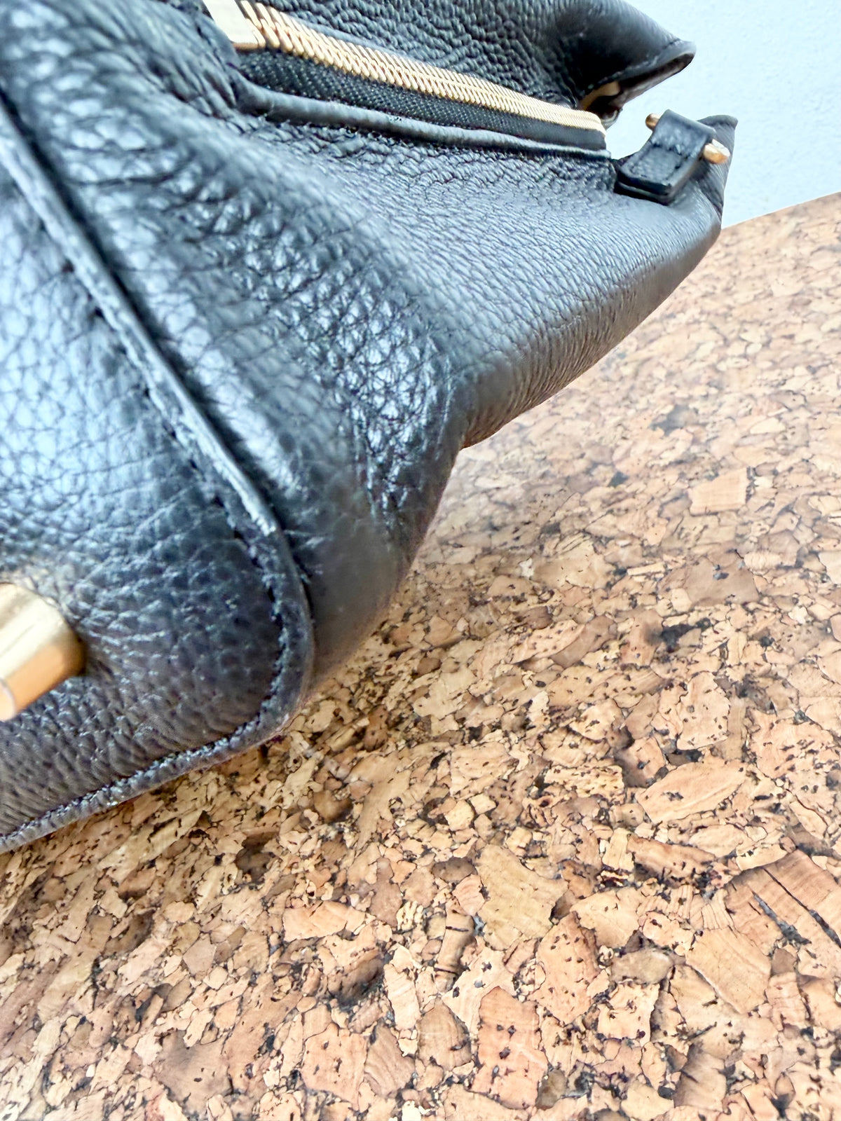 Alf the Label Black Grained Leather Top Handle Bag