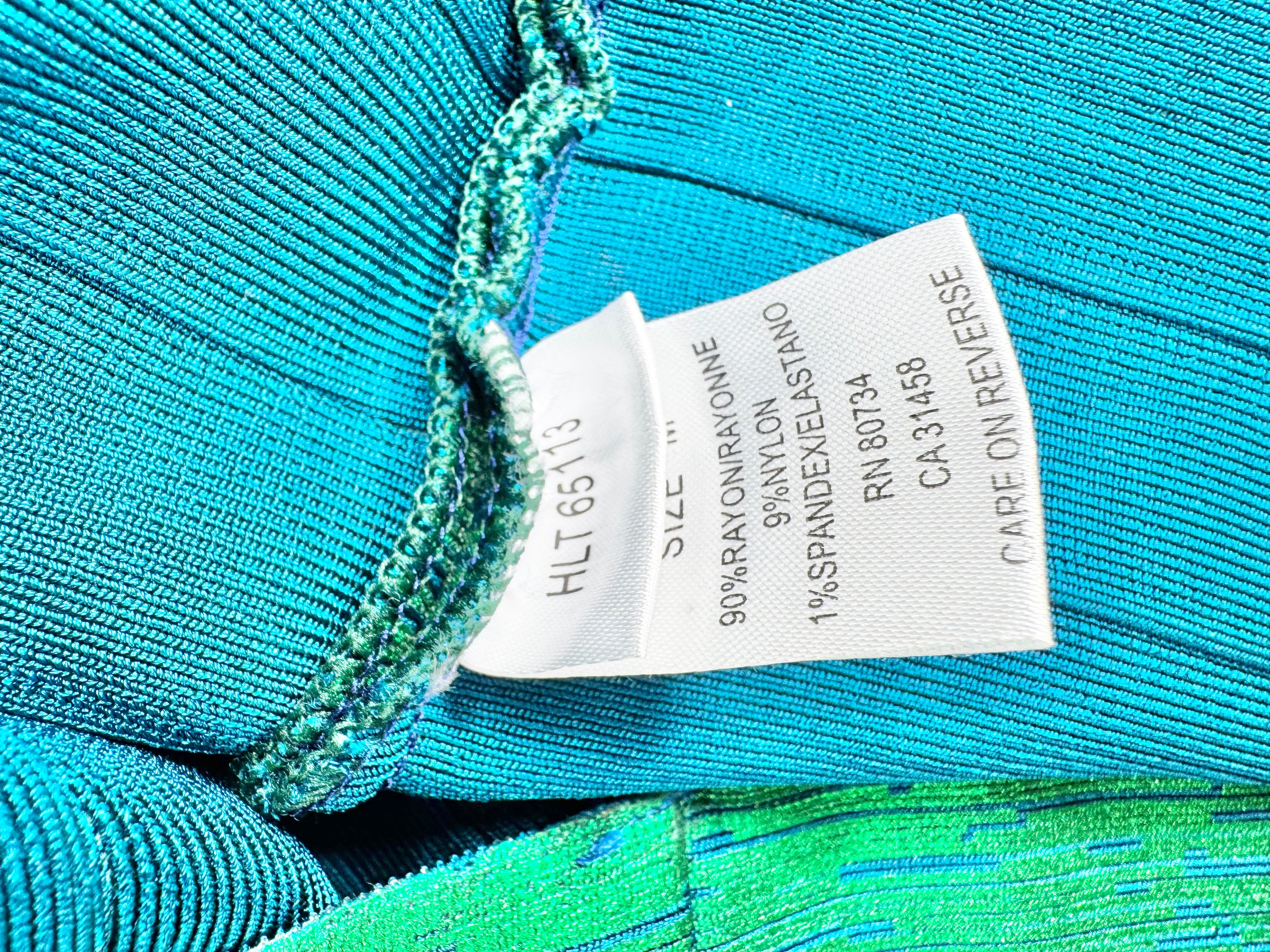 Y2K Herve Leger Metallic Green & Blue Bandage Dress - AU10