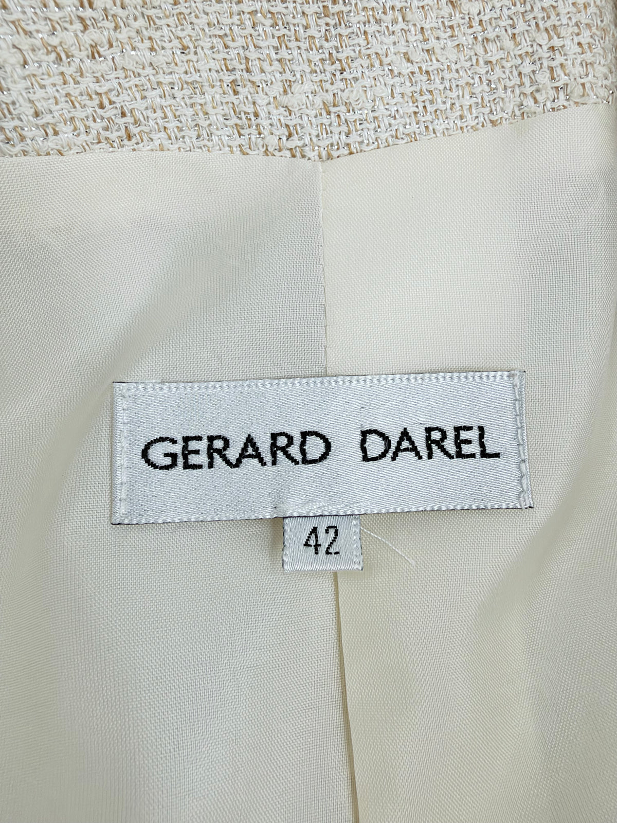 Gerard Darel Cream & Silver Crop Fit Blazer - AU10/12