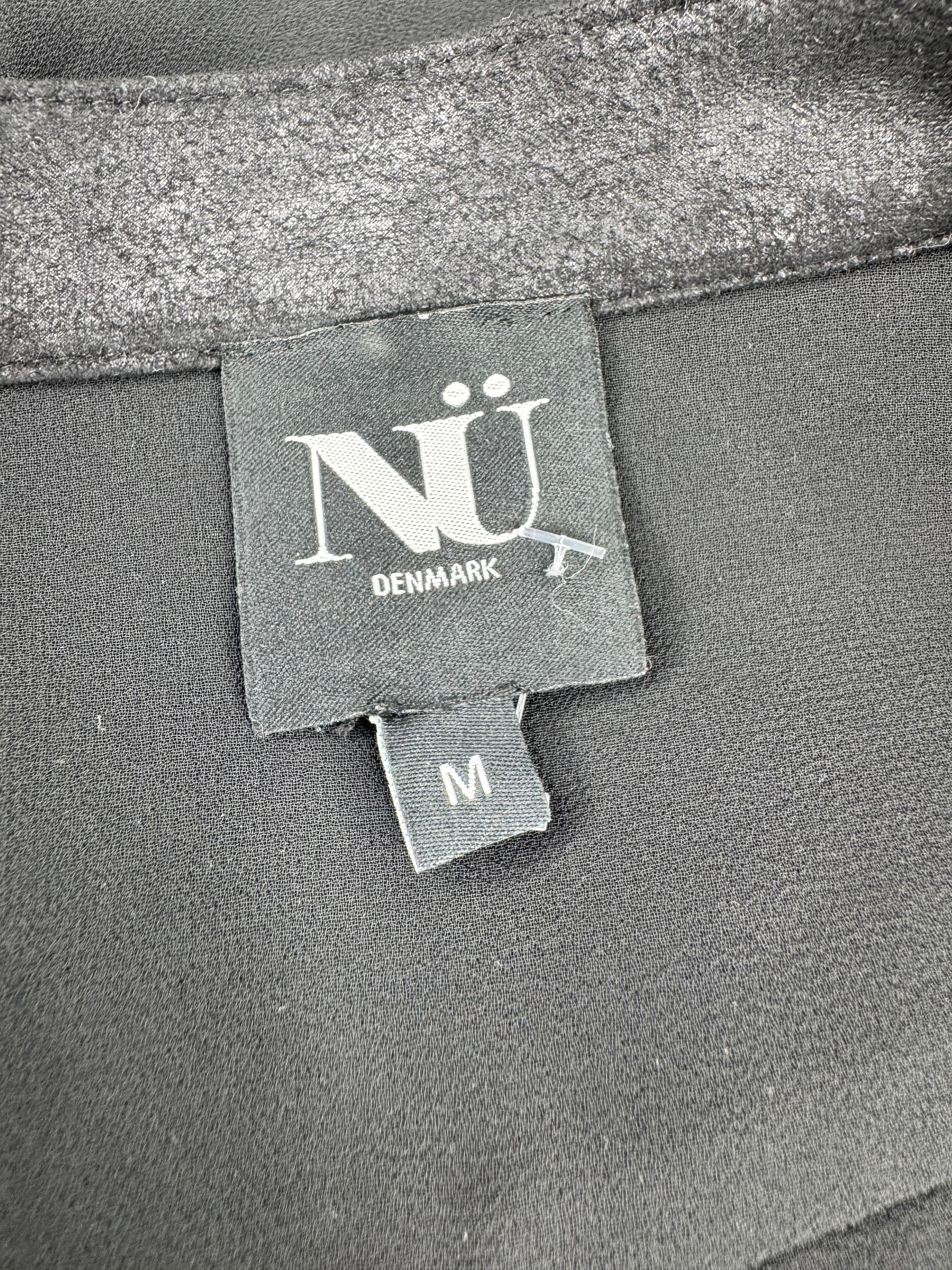 Nu Denmark Black Sheer Faux Suede Embellished Blouse - AU10/12
