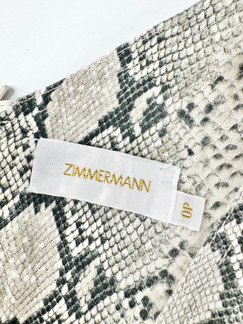 Zimmermann Grey Snakeskin Belted Mini Dress - AU6