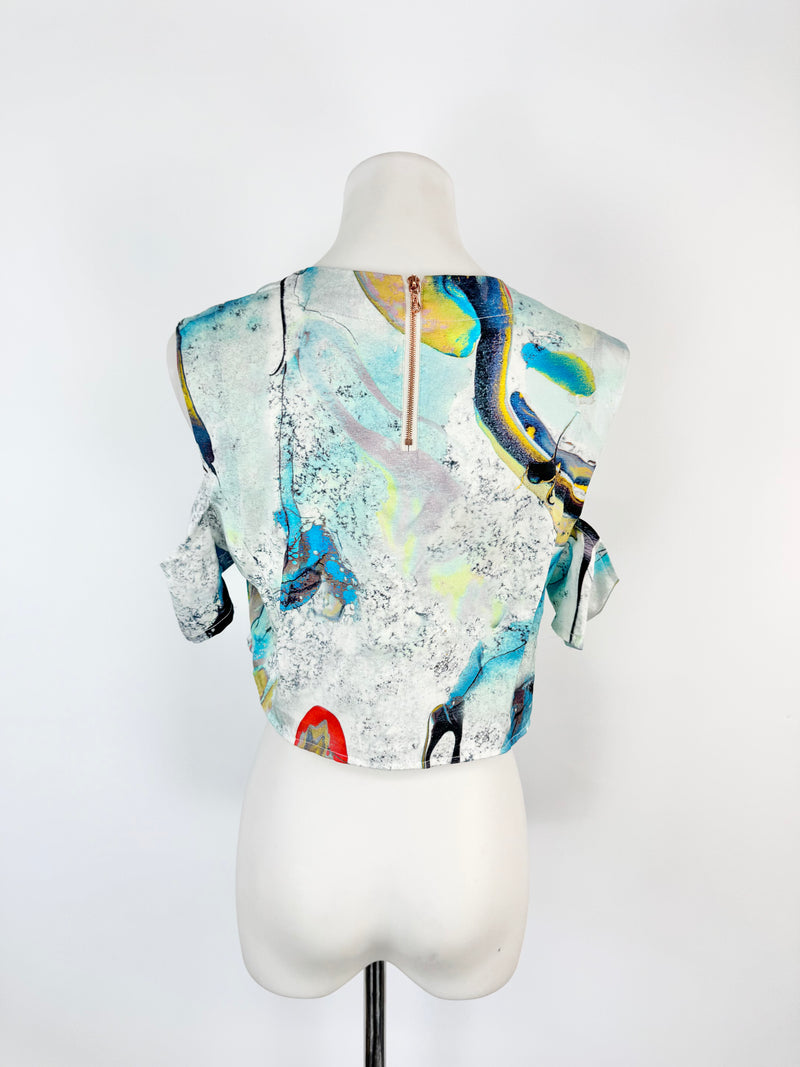 Lisa Ho Blue Marbled Crop Top - AU10