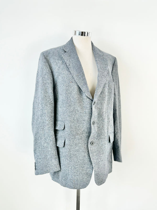 Vintage Donegal Tweed Hand Woven Blue Blazer - L