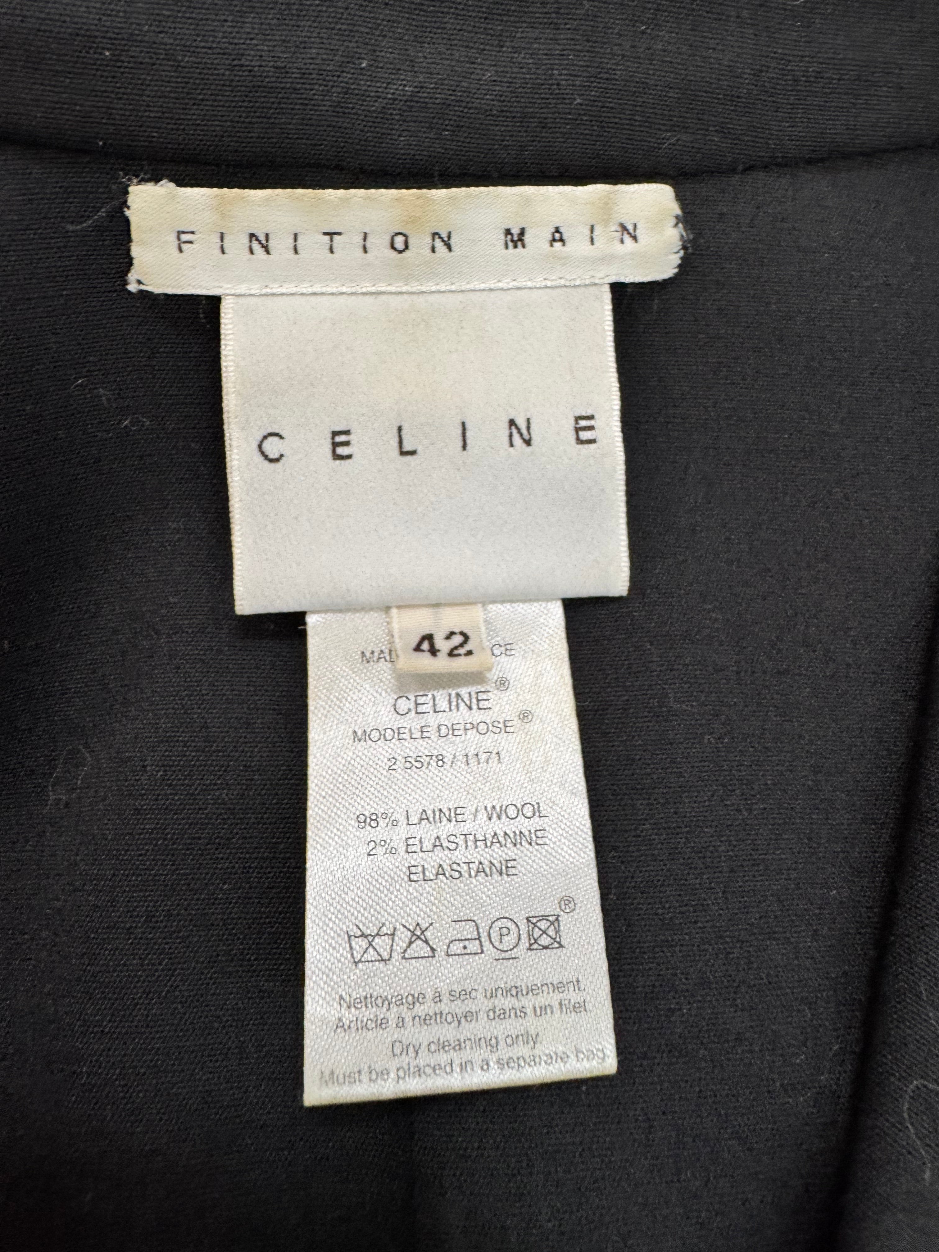Celine label on a dark fabric background