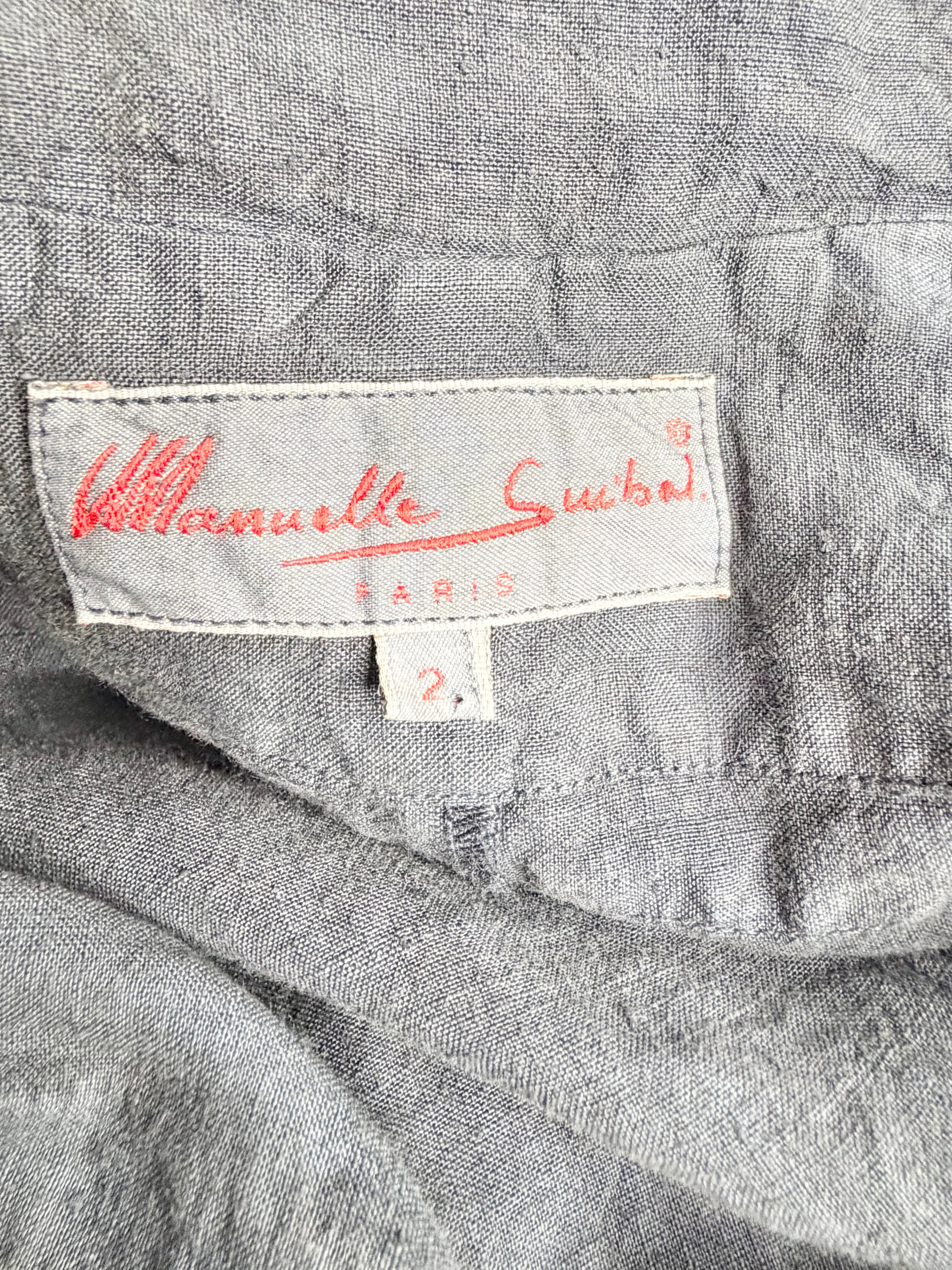 Manuelle Guibal Stone Blue Linen Shirt Dress - AU10/12
