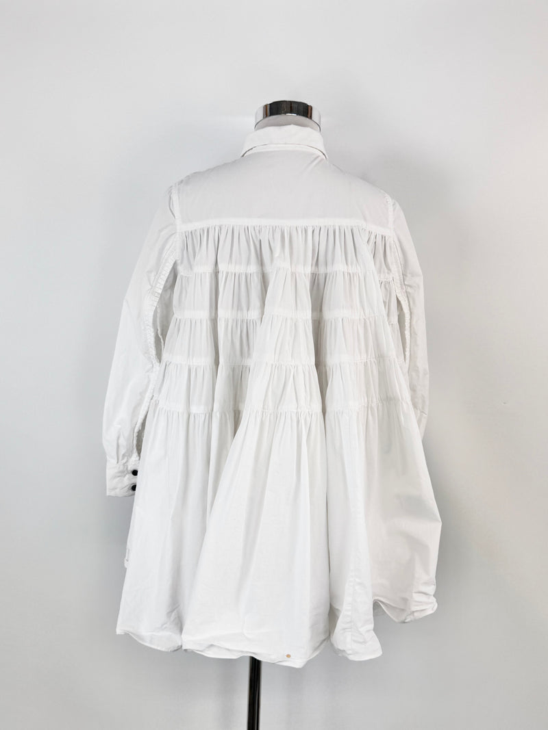 Alexander McQueen White Cotton Tiered Blouse - AU10/12