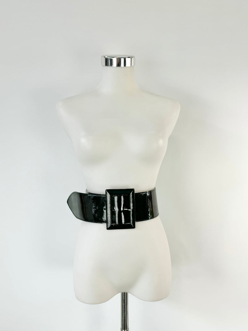 Orciani Black Patnet Leather Belt - S/M