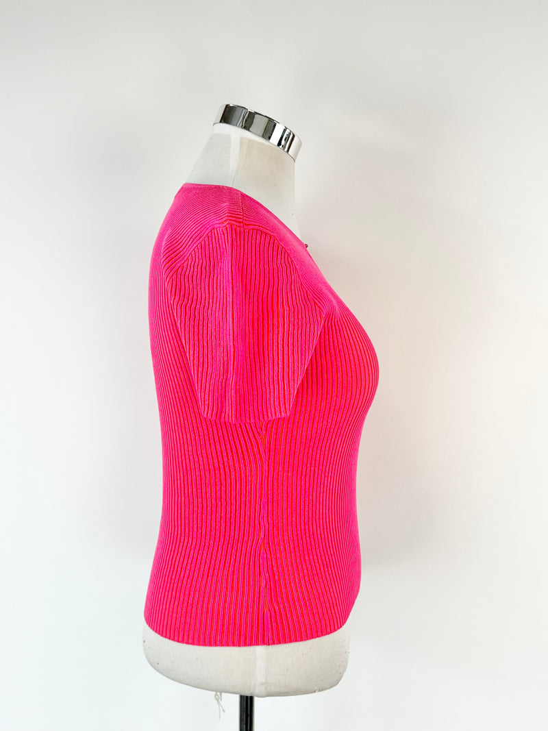 Sass & Bead Hot Pink & Orange 'Sugar Pill' Knit Top NWT - XL