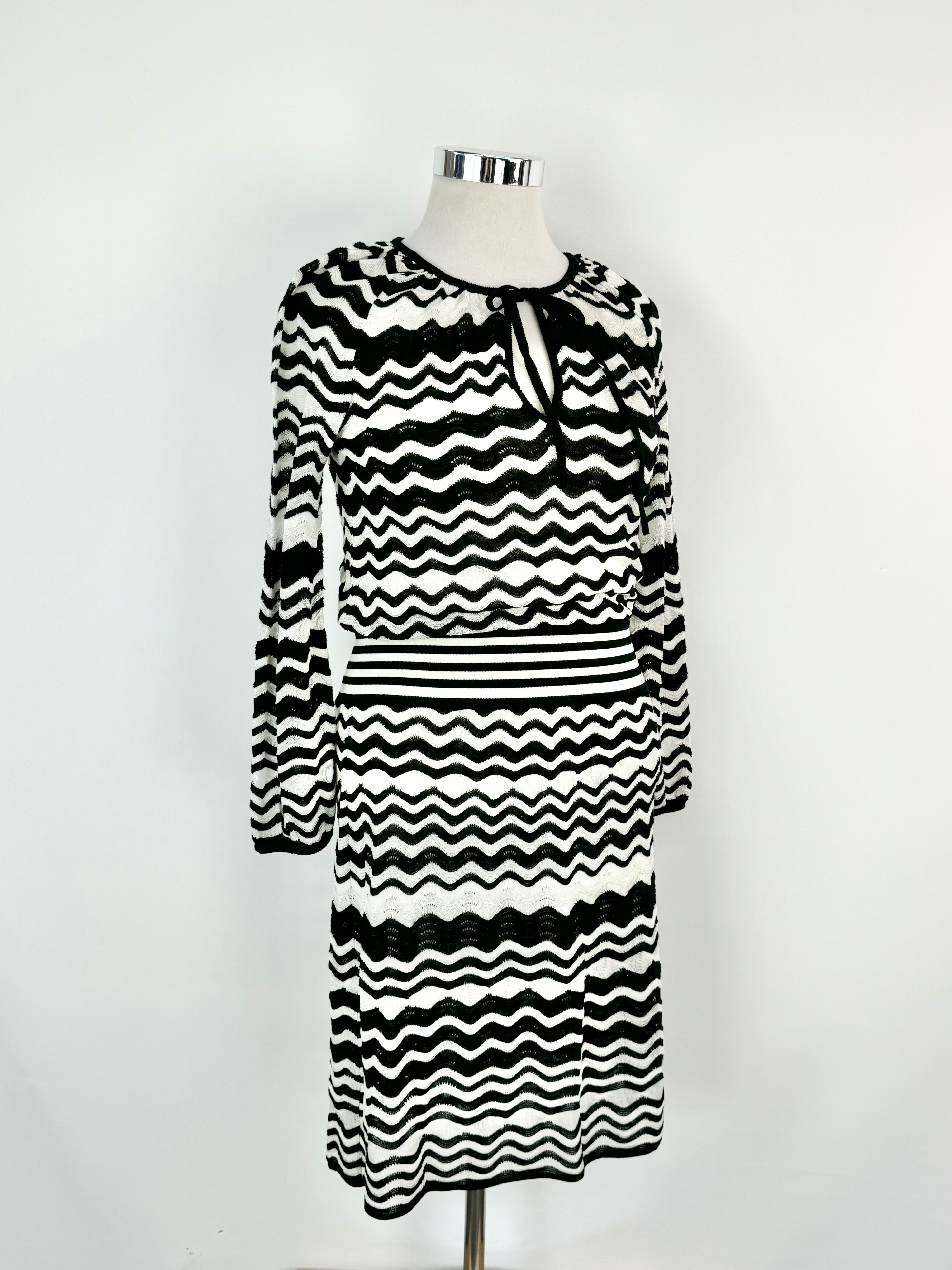 M Missioni Black & White Zig Zag Dress - AU12