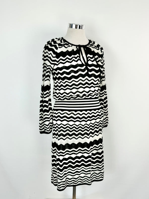 M Missioni Black & White Zig Zag Dress - AU12