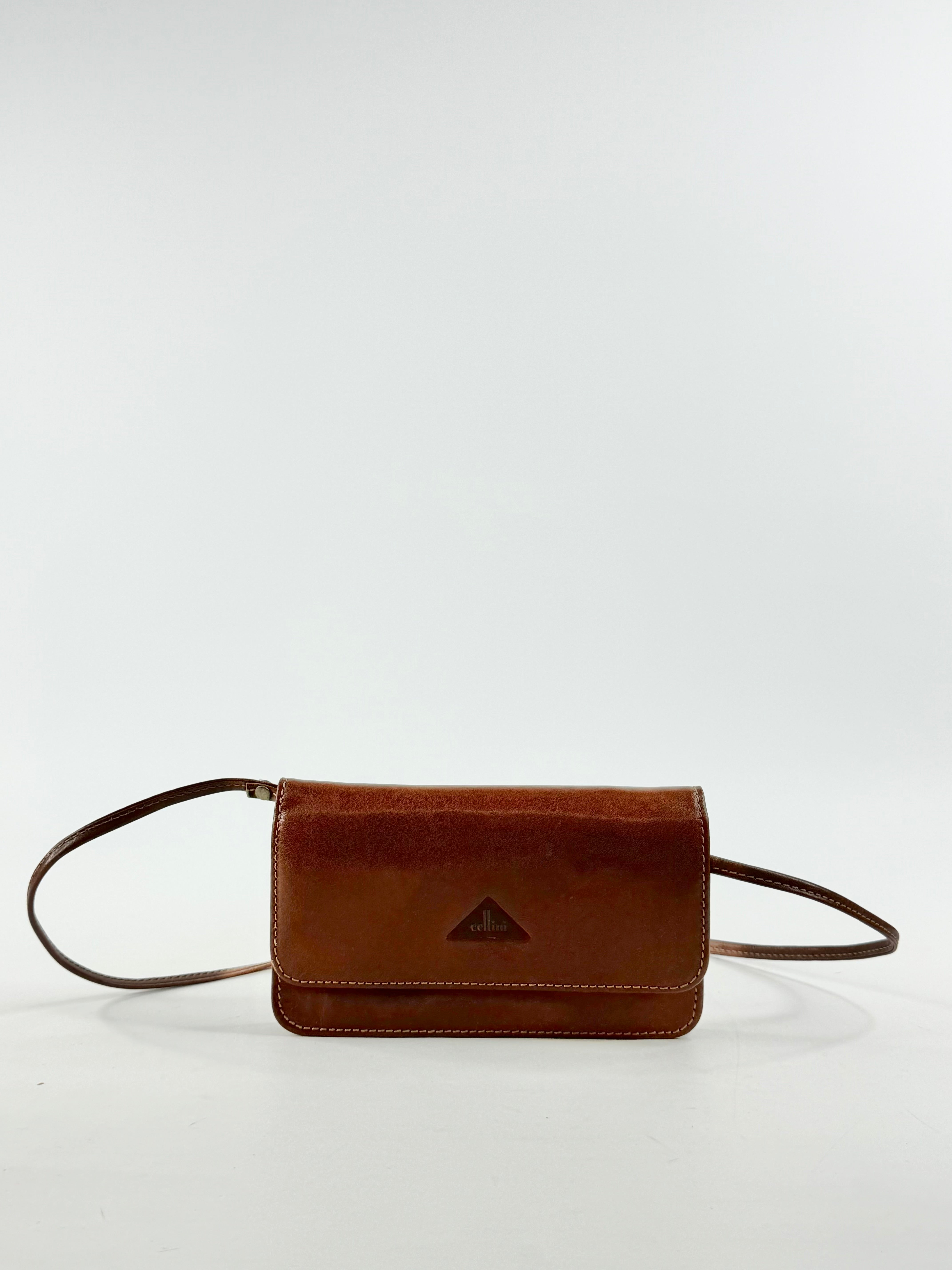 Cellini Deep Tan Mini Cross Body Bag