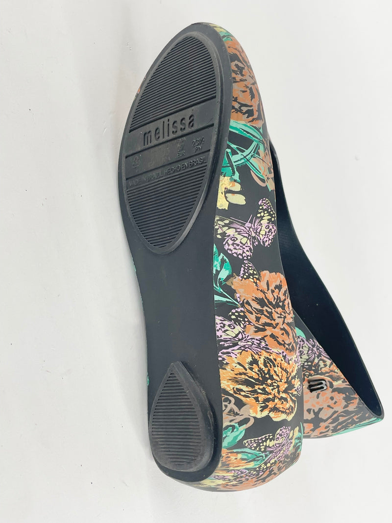 Melissa Black 'Ultragirl 3DB' Floral Butterfly Flats - EU37