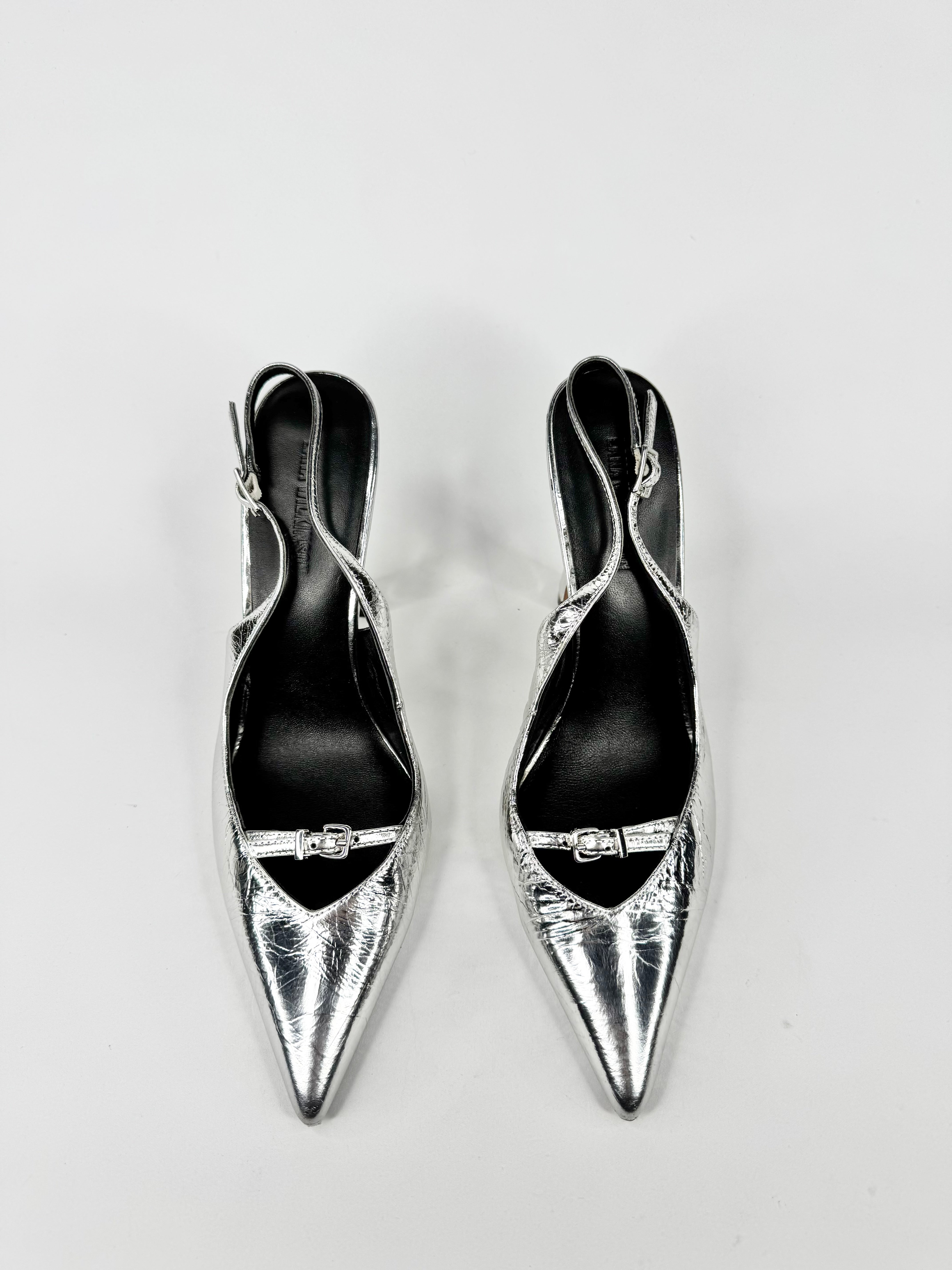 Lana Wilkinson Metallic Silver Pointed Toe Stilettos - EU40